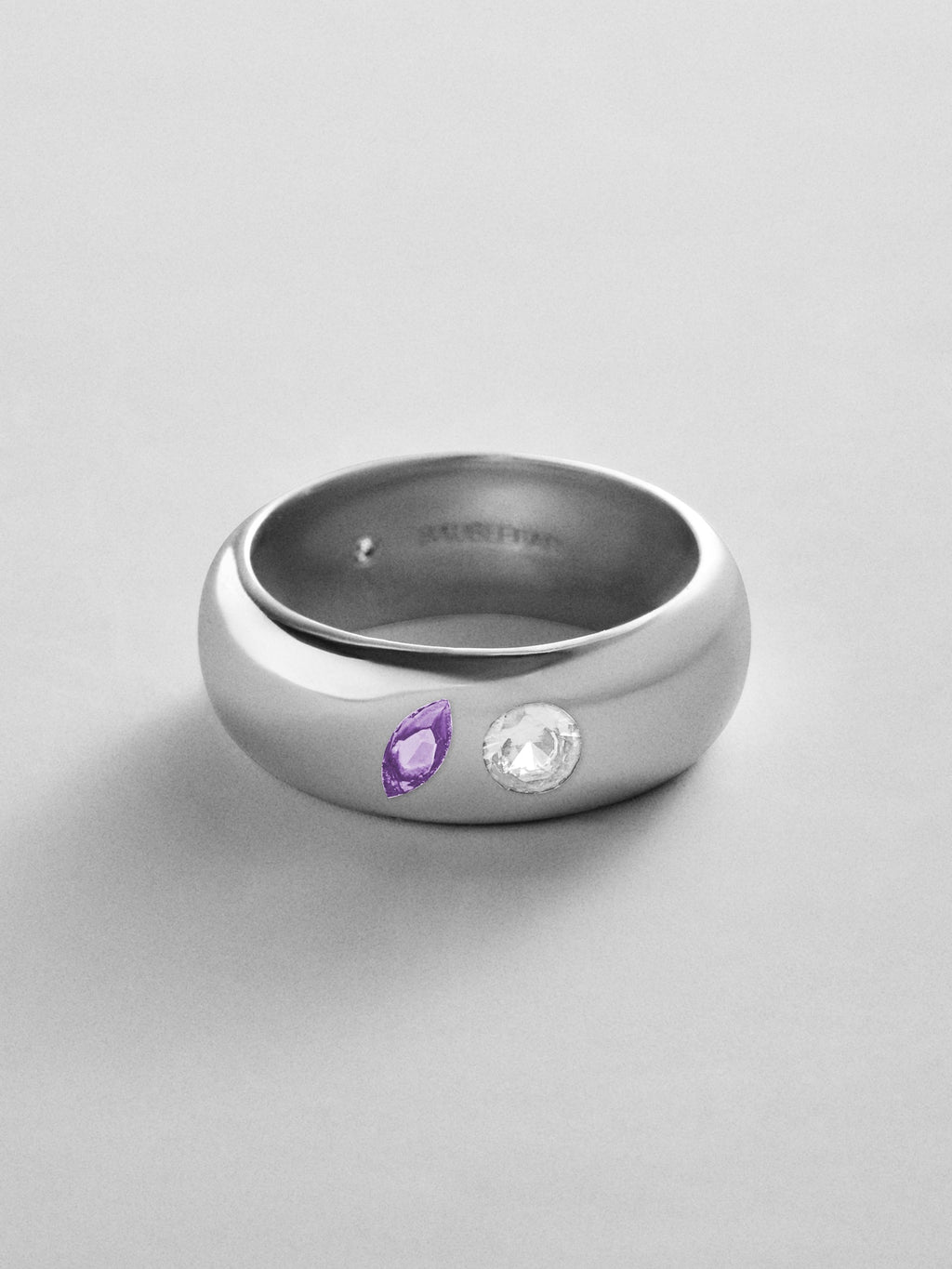 Multi-Stone Puffy Custom Birthstone Ring - Silver