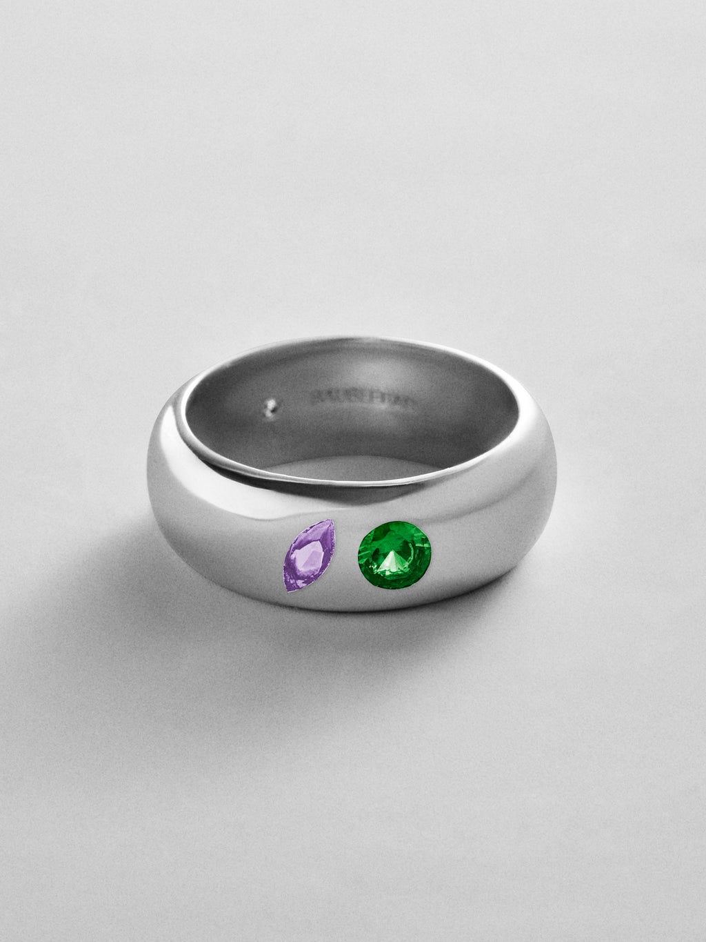 Multi-Stone Puffy Custom Birthstone Ring - Silver