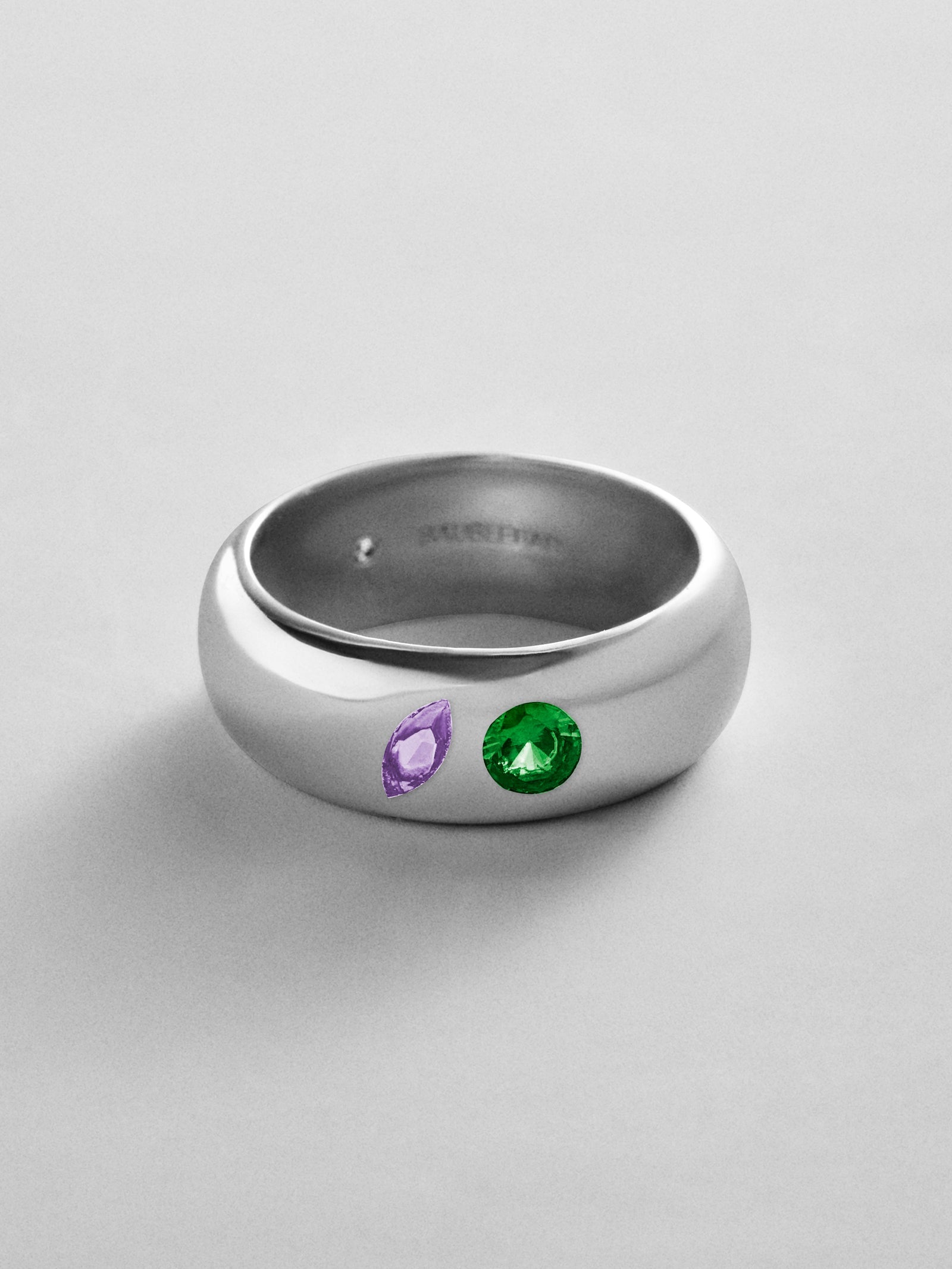 Multi-Stone Puffy Custom Birthstone Ring - Silver