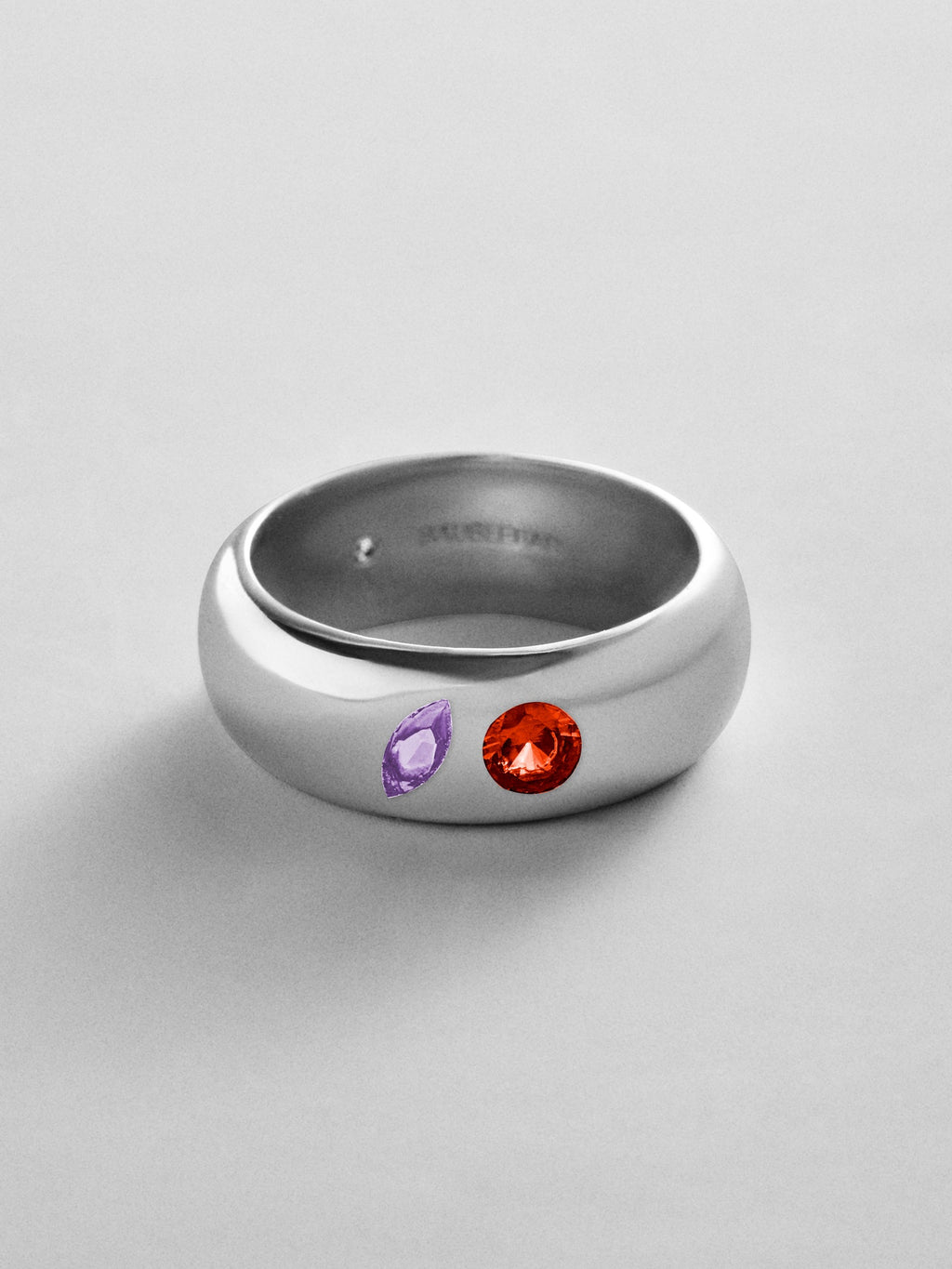 Multi-Stone Puffy Custom Birthstone Ring - Silver