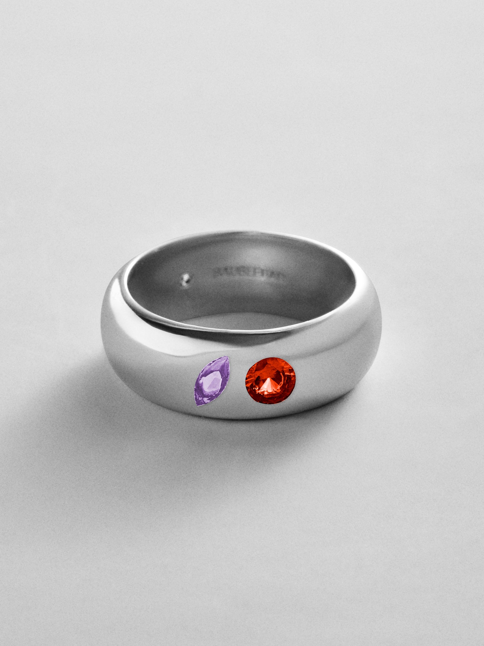 Multi-Stone Puffy Custom Birthstone Ring - Silver