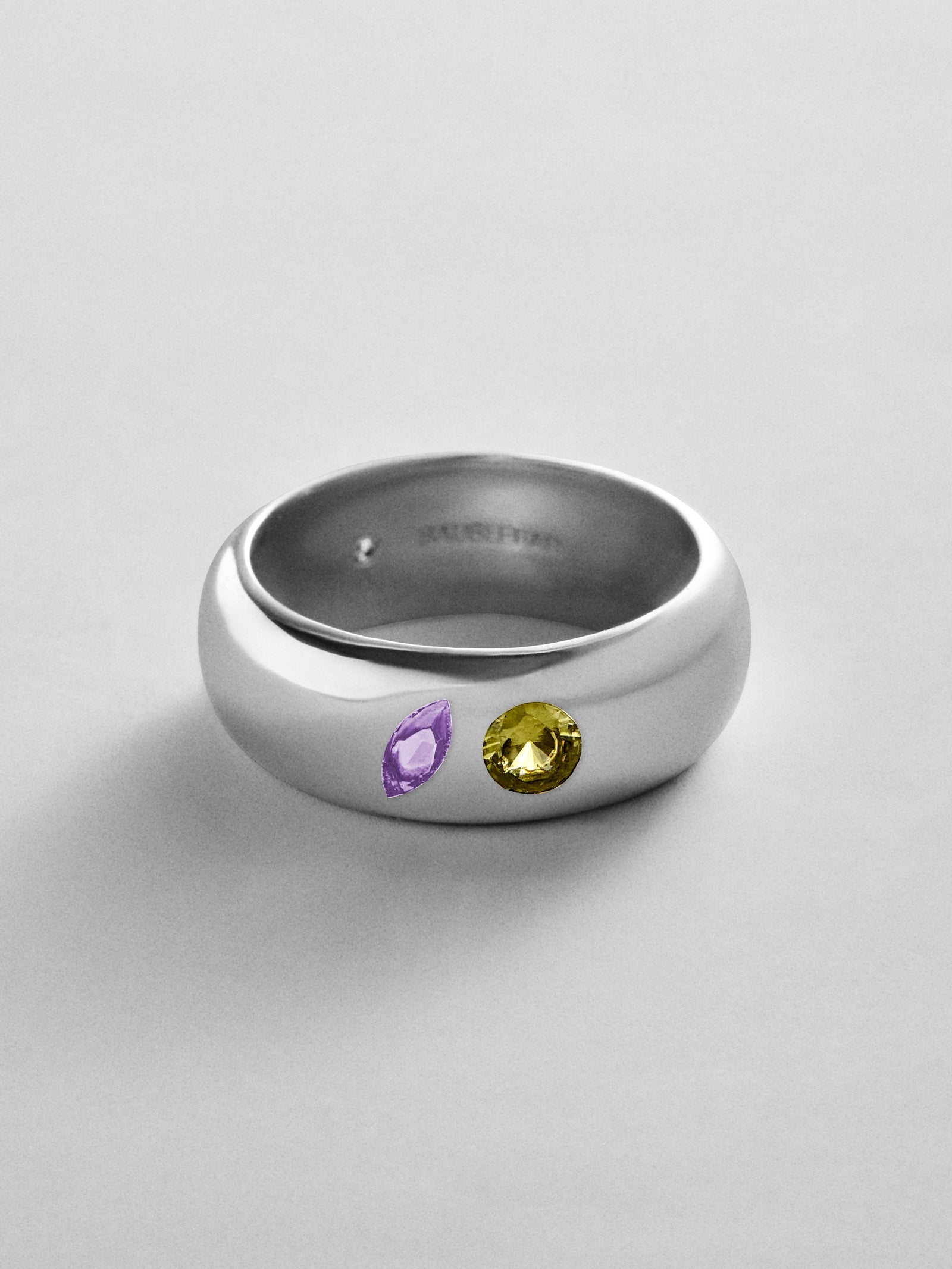 Multi-Stone Puffy Custom Birthstone Ring - Silver