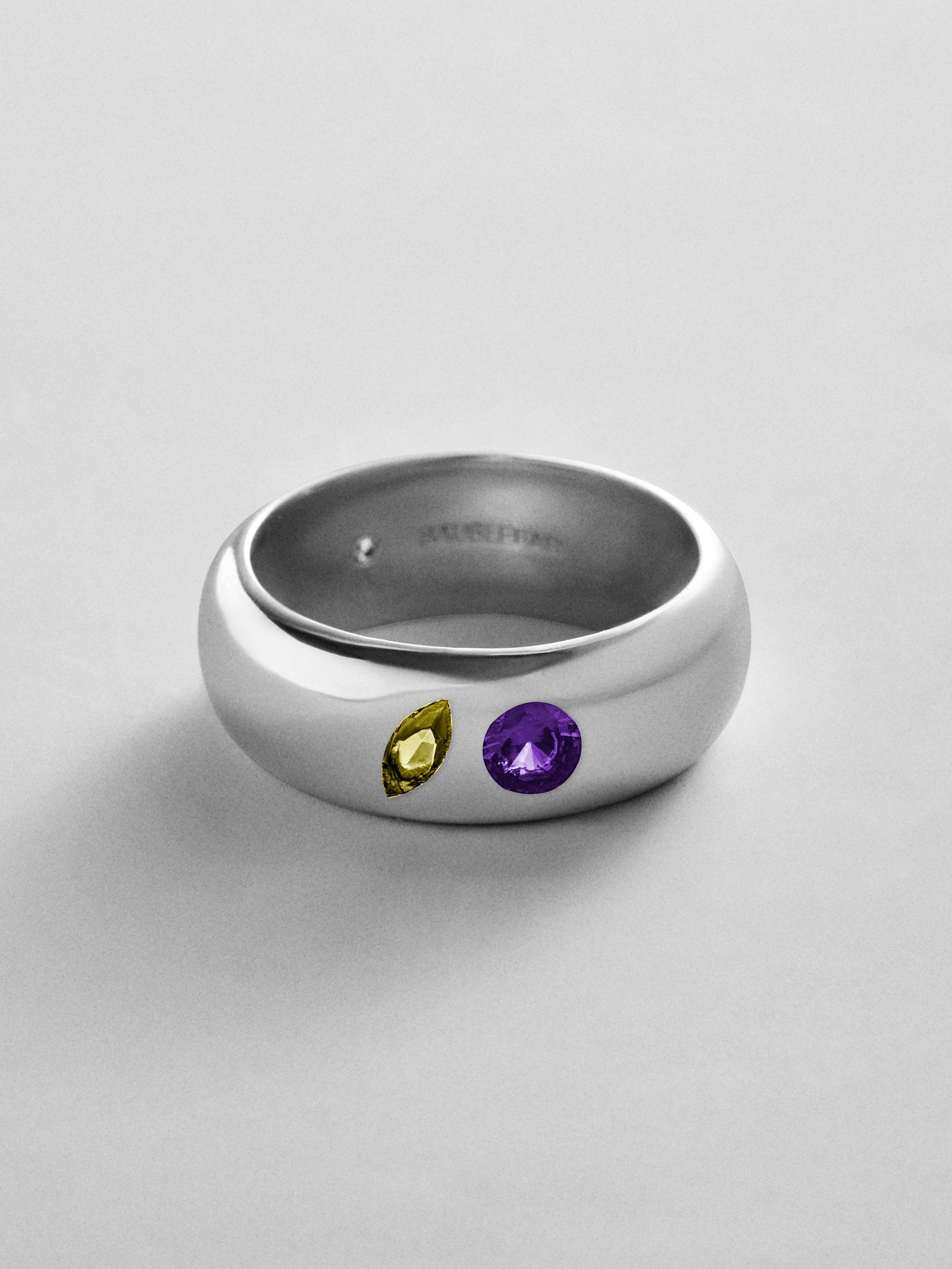 Multi-Stone Puffy Custom Birthstone Ring - Silver