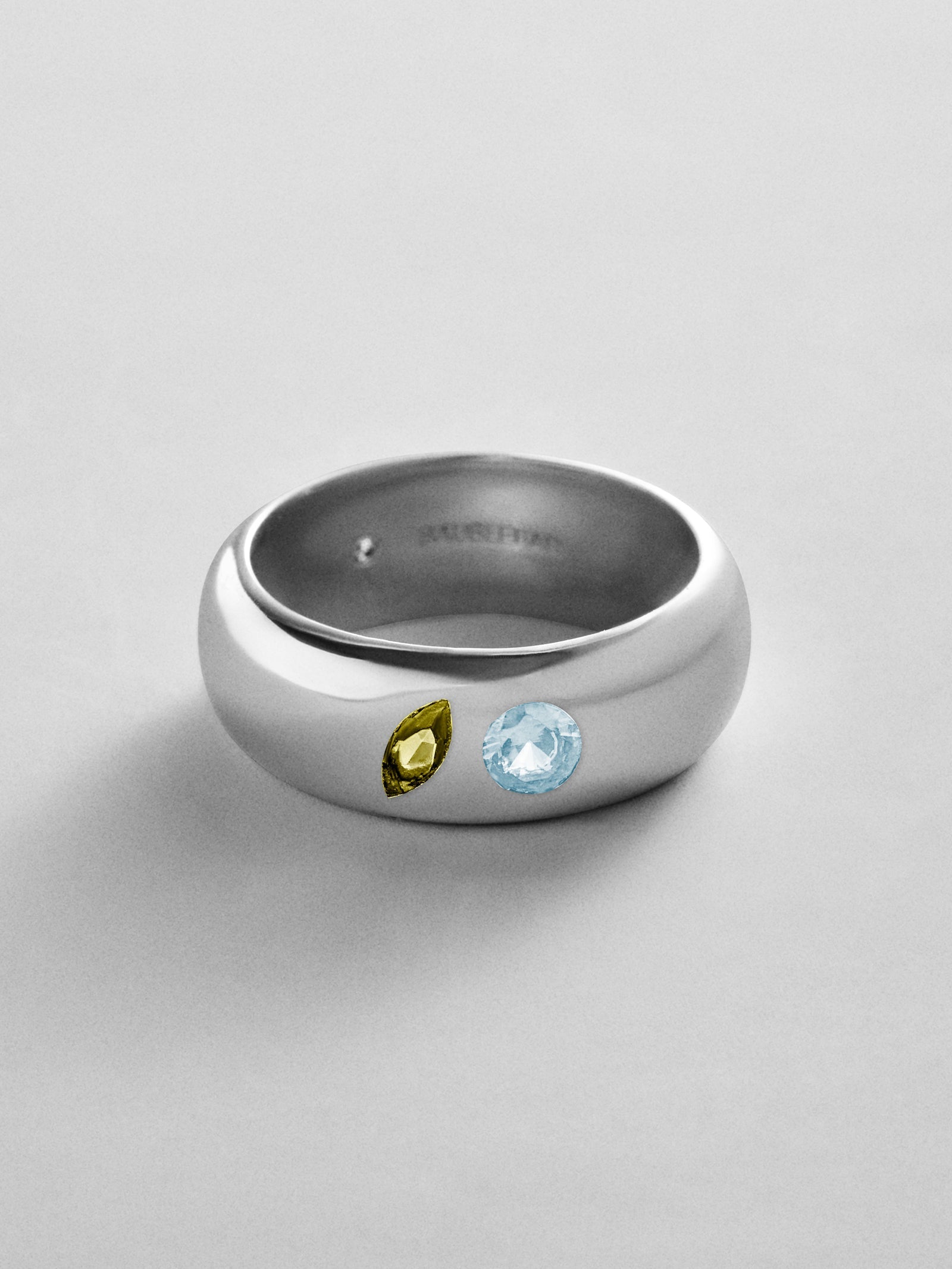 Multi-Stone Puffy Custom Birthstone Ring - Silver