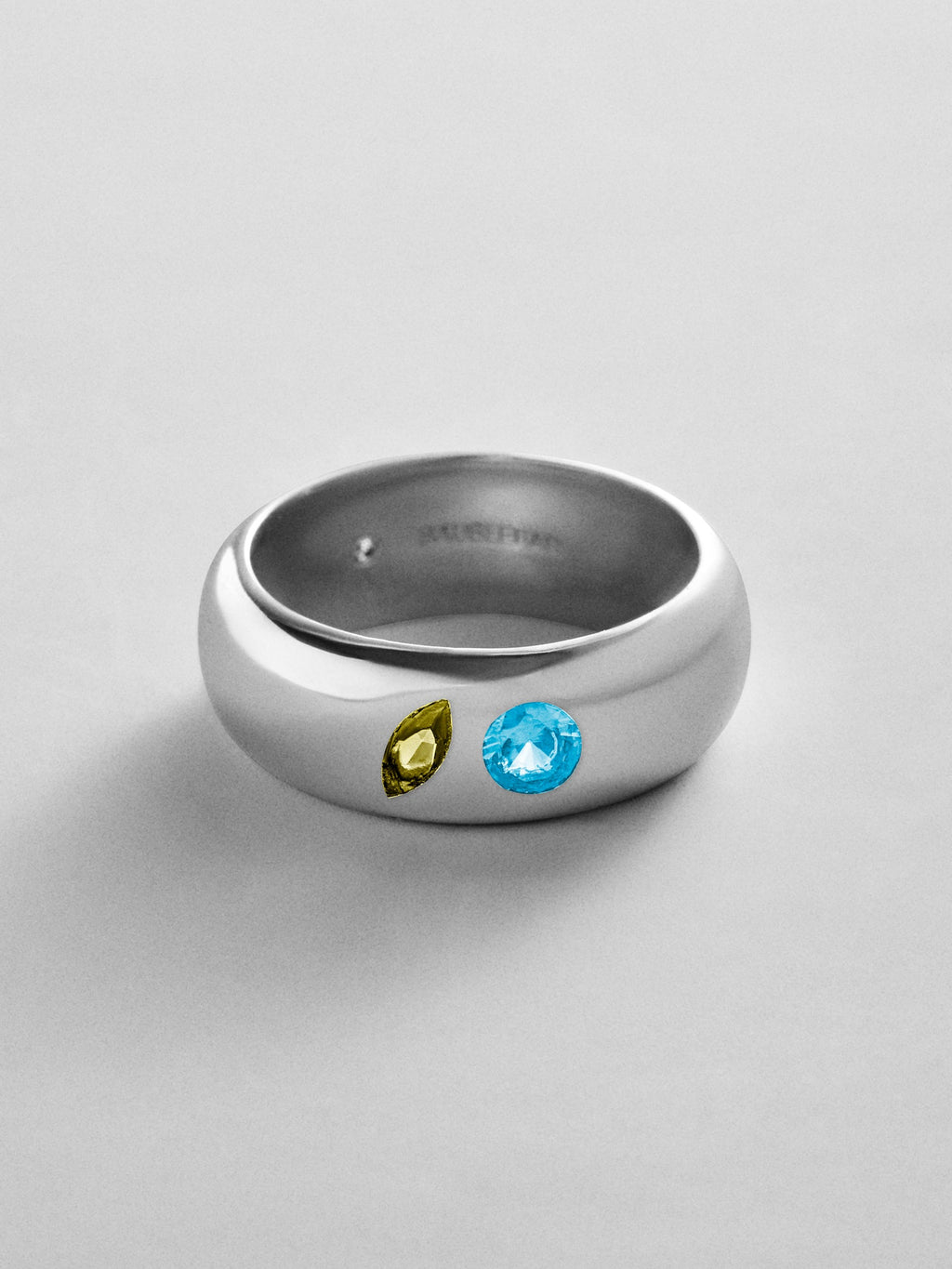 Multi-Stone Puffy Custom Birthstone Ring - Silver