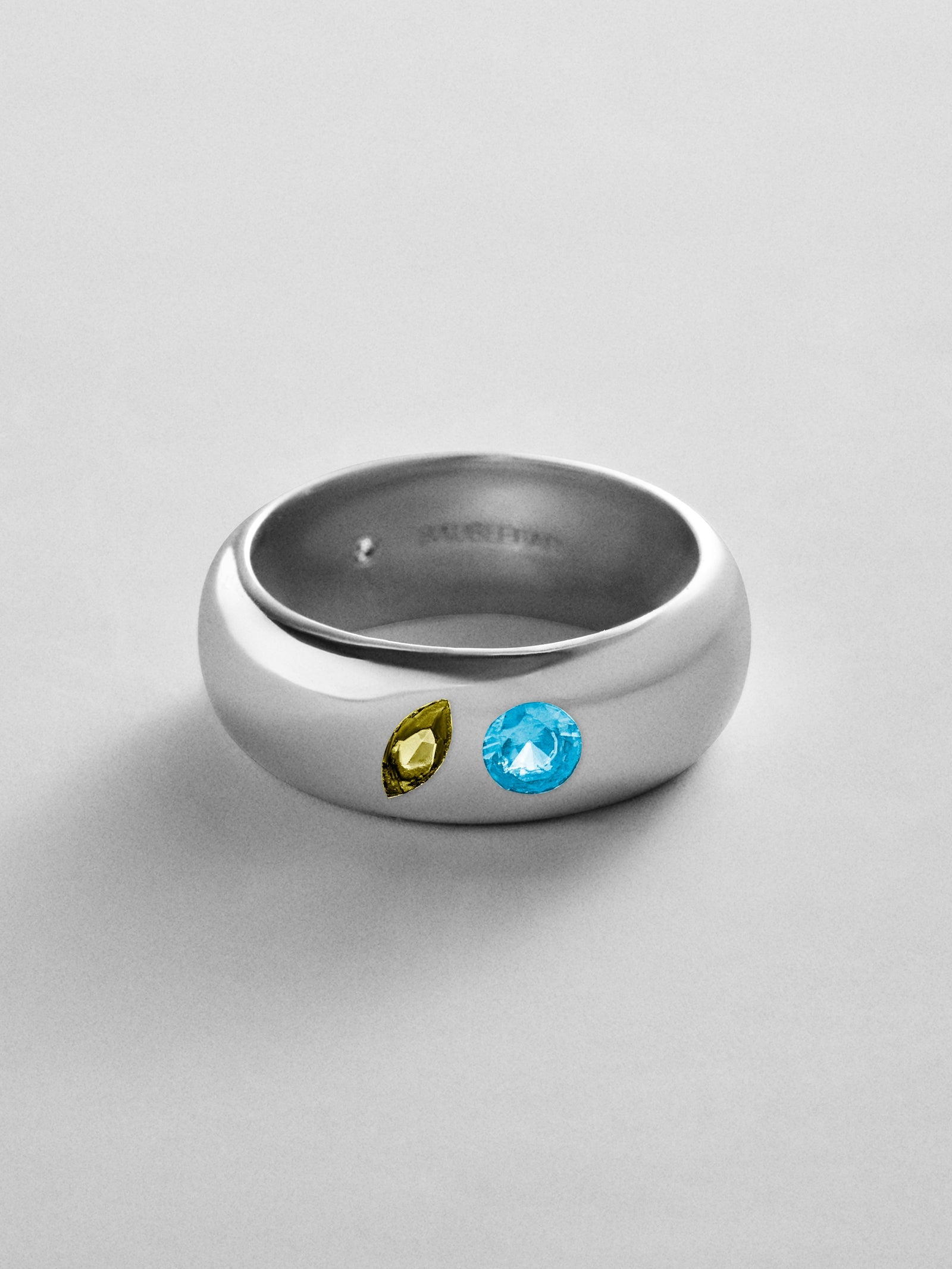 Multi-Stone Puffy Custom Birthstone Ring - Silver