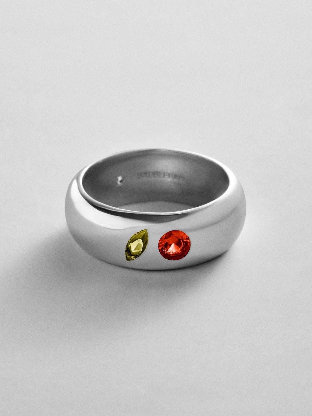 Multi-Stone Puffy Custom Birthstone Ring - Silver