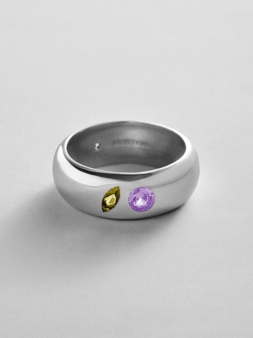 Multi-Stone Puffy Custom Birthstone Ring - Silver
