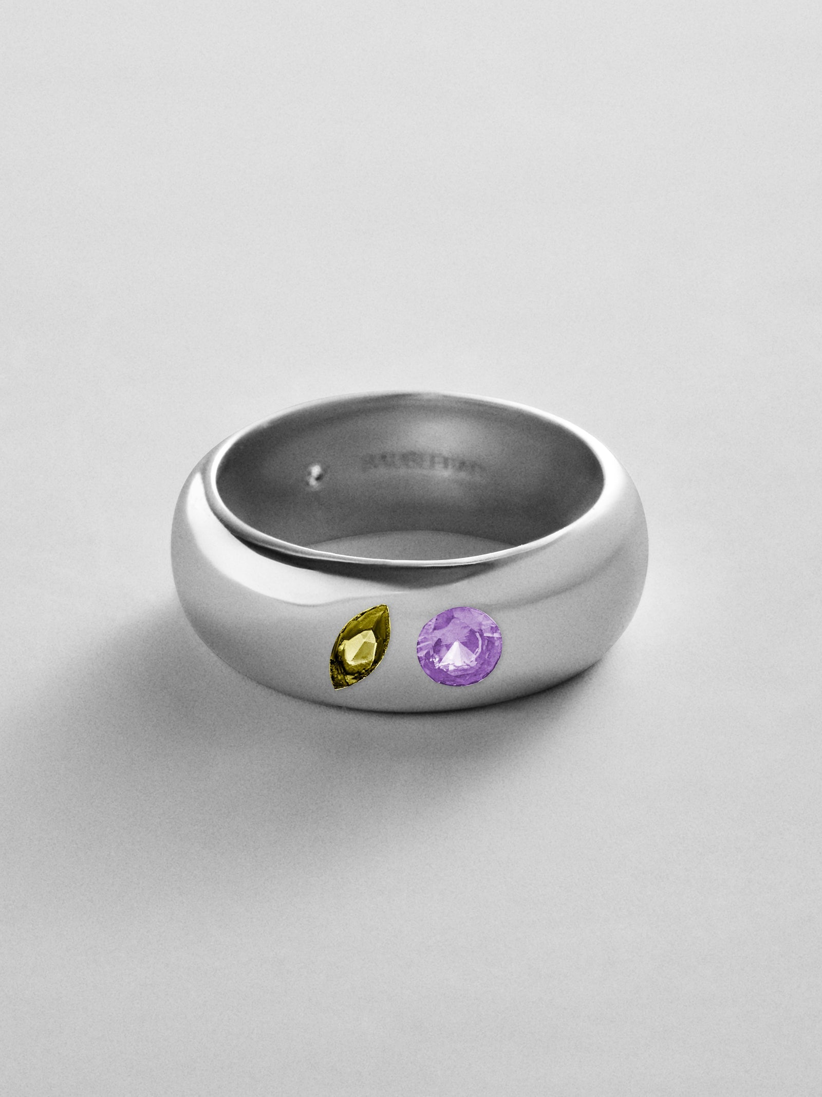 Multi-Stone Puffy Custom Birthstone Ring - Silver