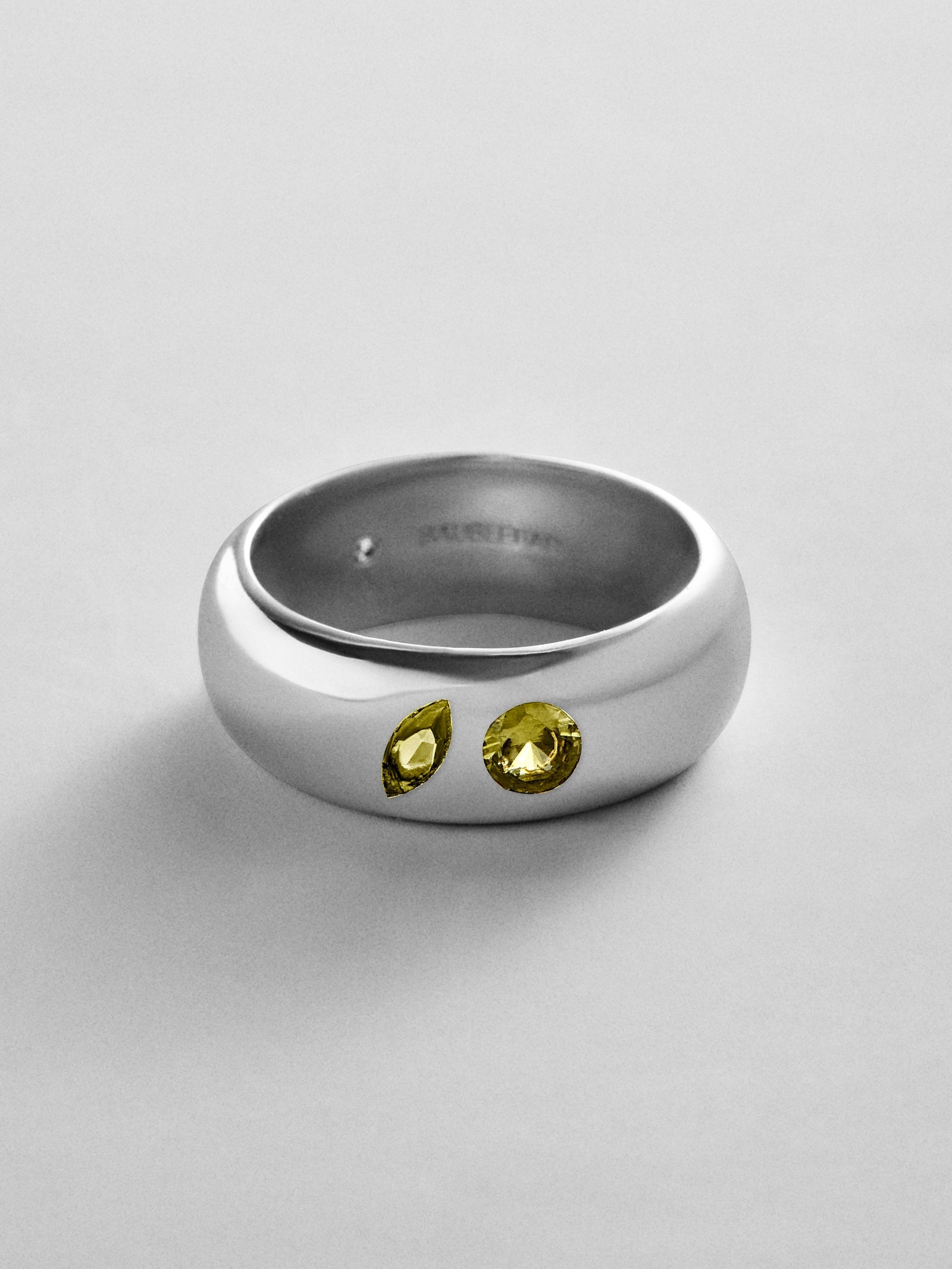 Multi-Stone Puffy Custom Birthstone Ring - Silver