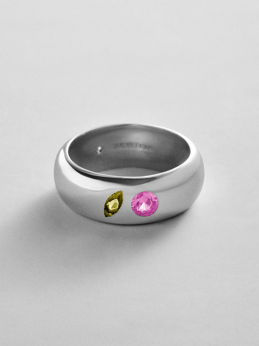 Multi-Stone Puffy Custom Birthstone Ring - Silver