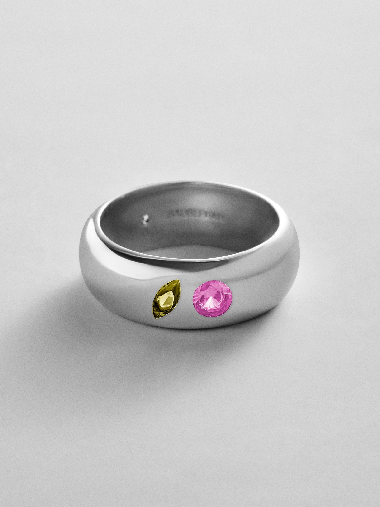 Multi-Stone Puffy Custom Birthstone Ring - Silver