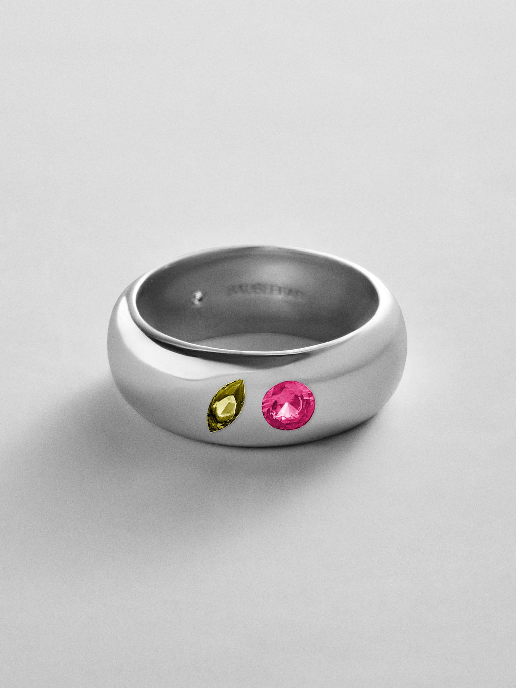Multi-Stone Puffy Custom Birthstone Ring - Silver