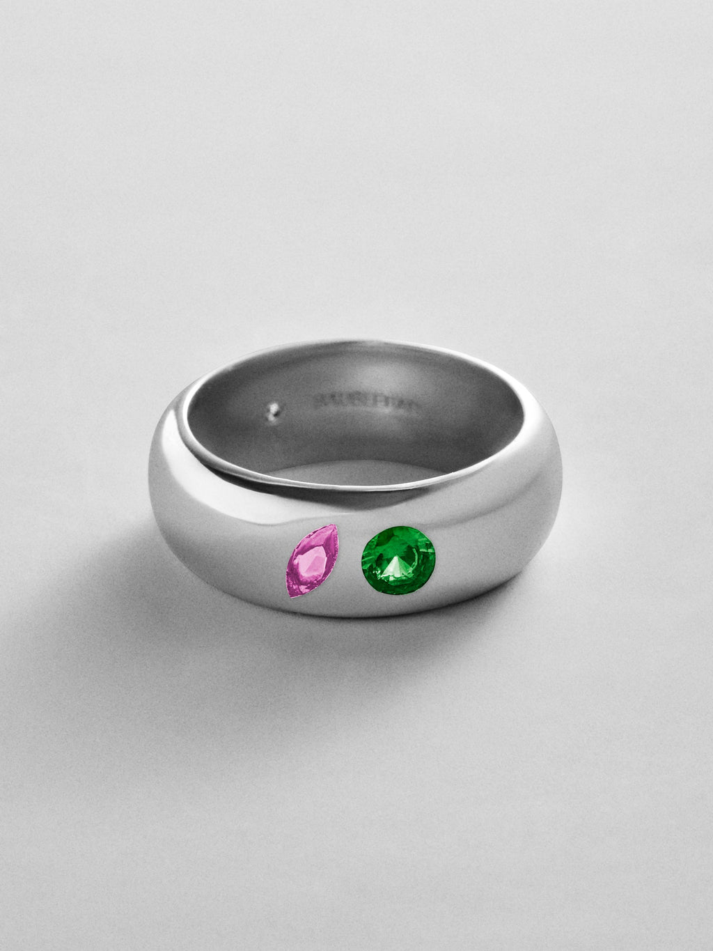 Multi-Stone Puffy Custom Birthstone Ring - Silver