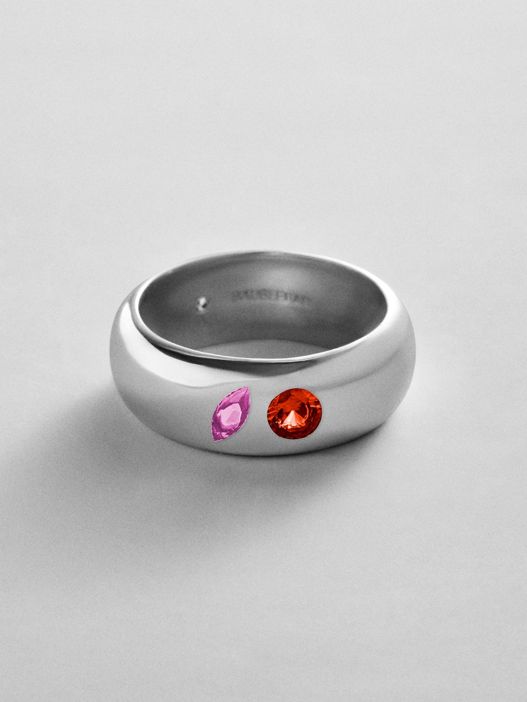 Multi-Stone Puffy Custom Birthstone Ring - Silver