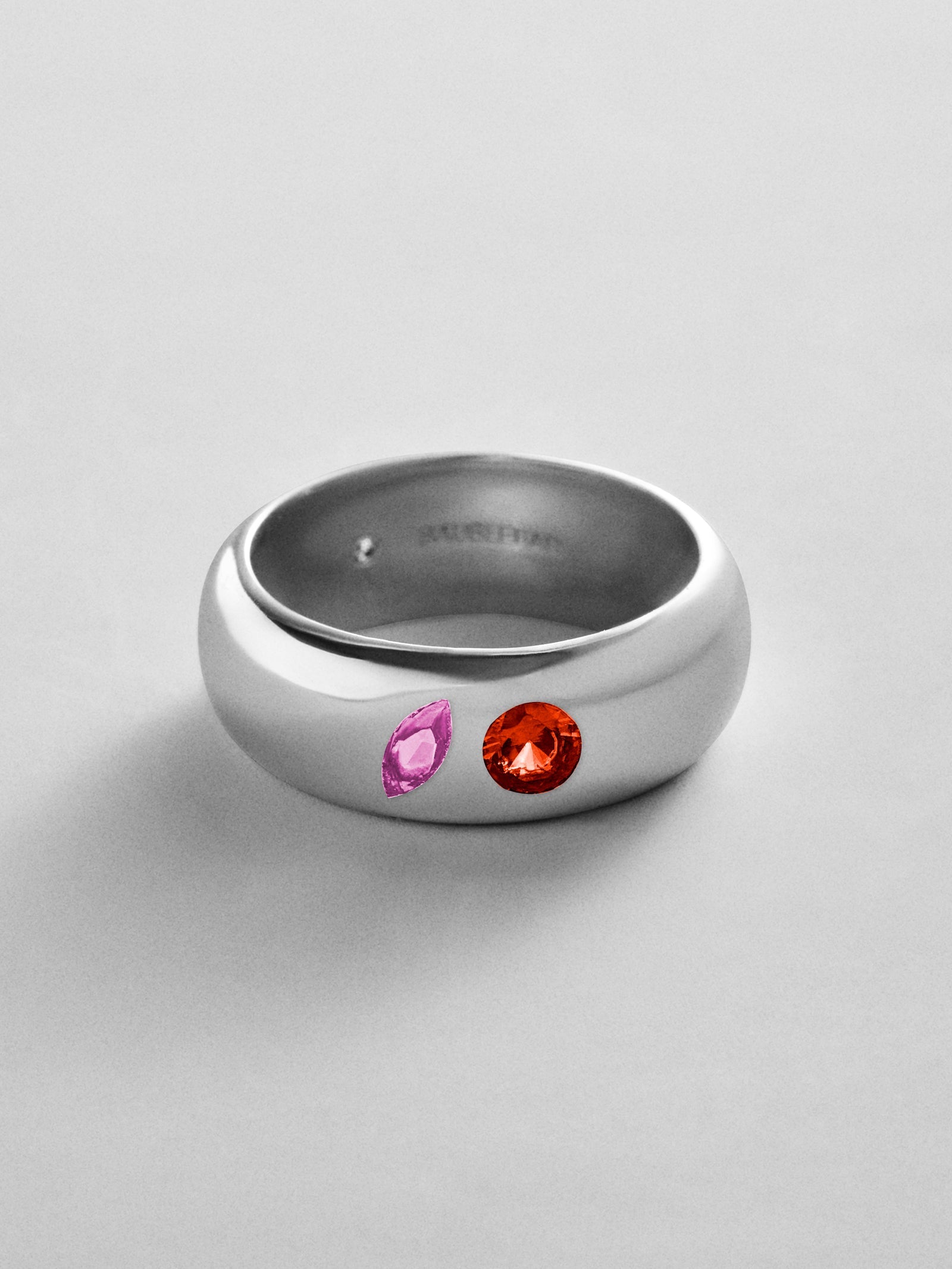 Multi-Stone Puffy Custom Birthstone Ring - Silver