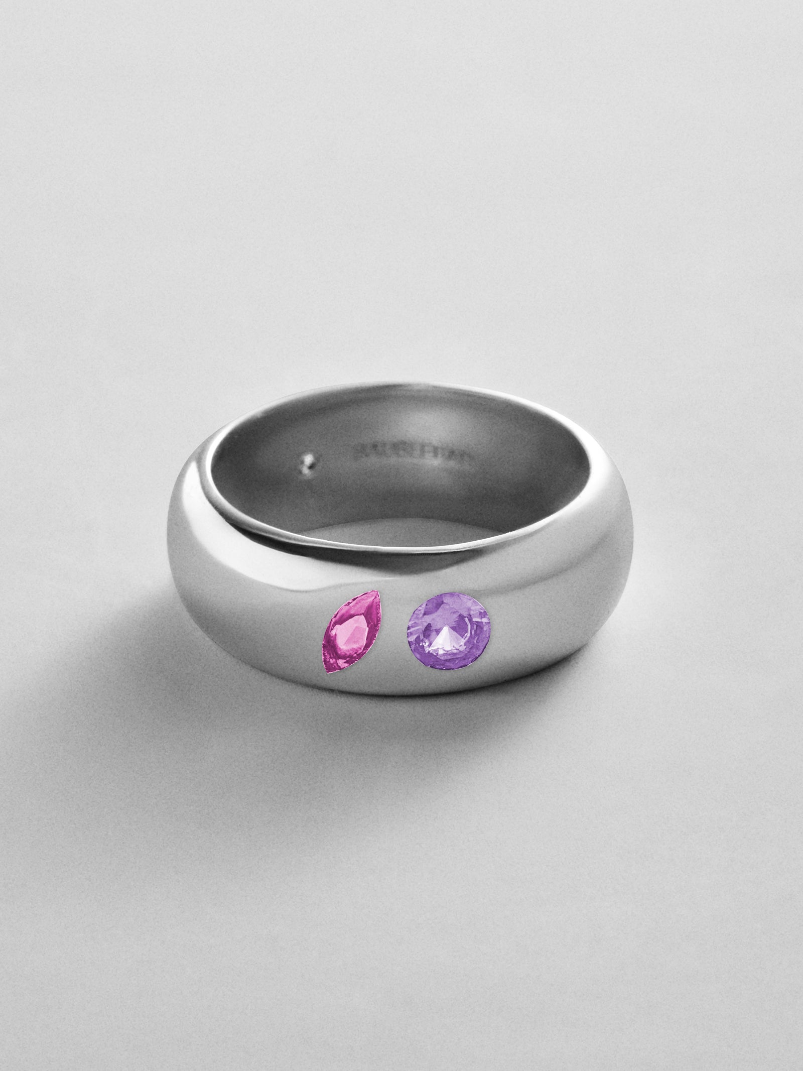 Multi-Stone Puffy Custom Birthstone Ring - Silver