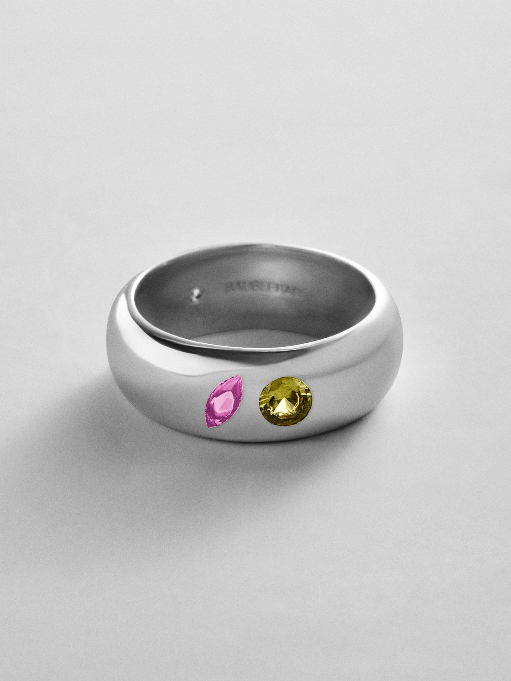 Multi-Stone Puffy Custom Birthstone Ring - Silver