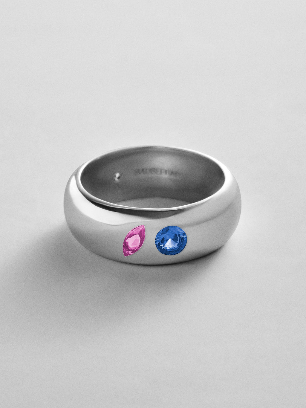 Multi-Stone Puffy Custom Birthstone Ring - Silver