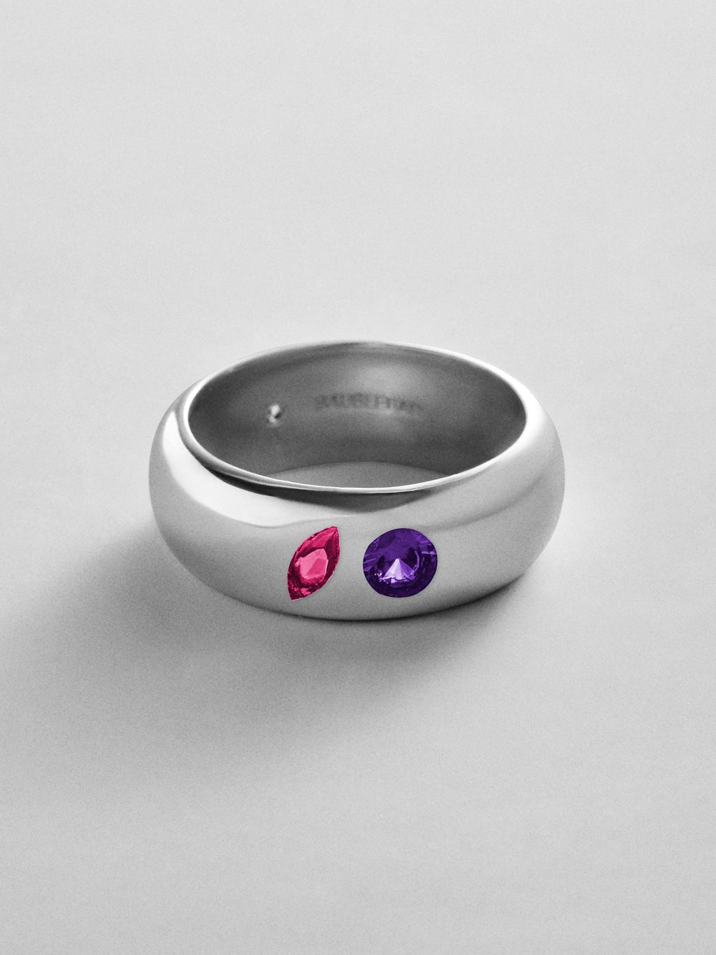 Multi-Stone Puffy Custom Birthstone Ring - Silver