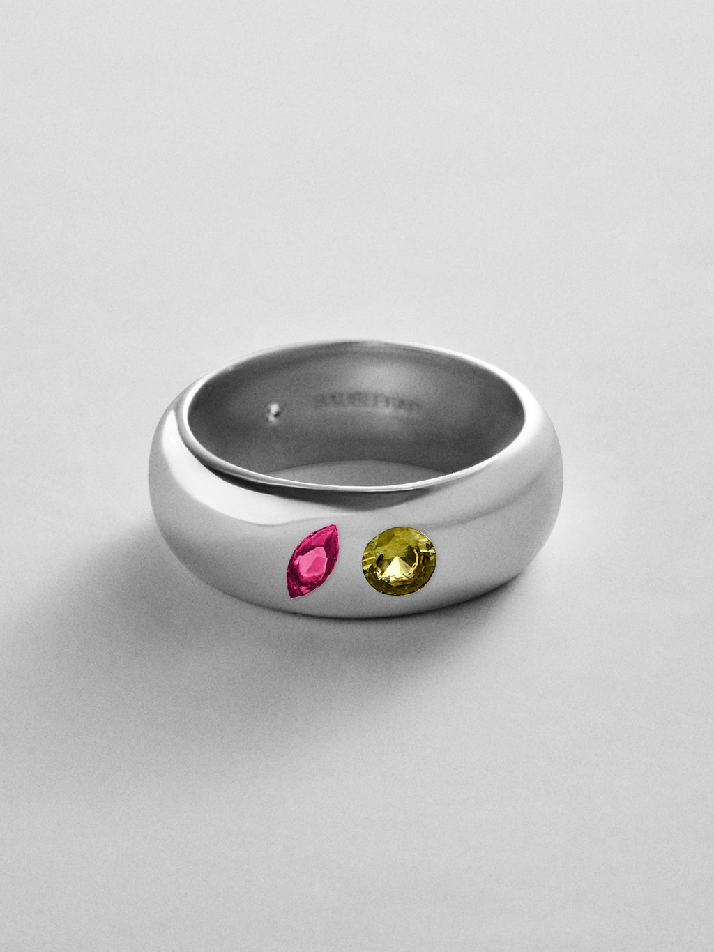Multi-Stone Puffy Custom Birthstone Ring - Silver