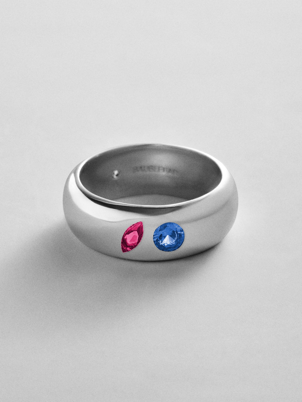 Multi-Stone Puffy Custom Birthstone Ring - Silver