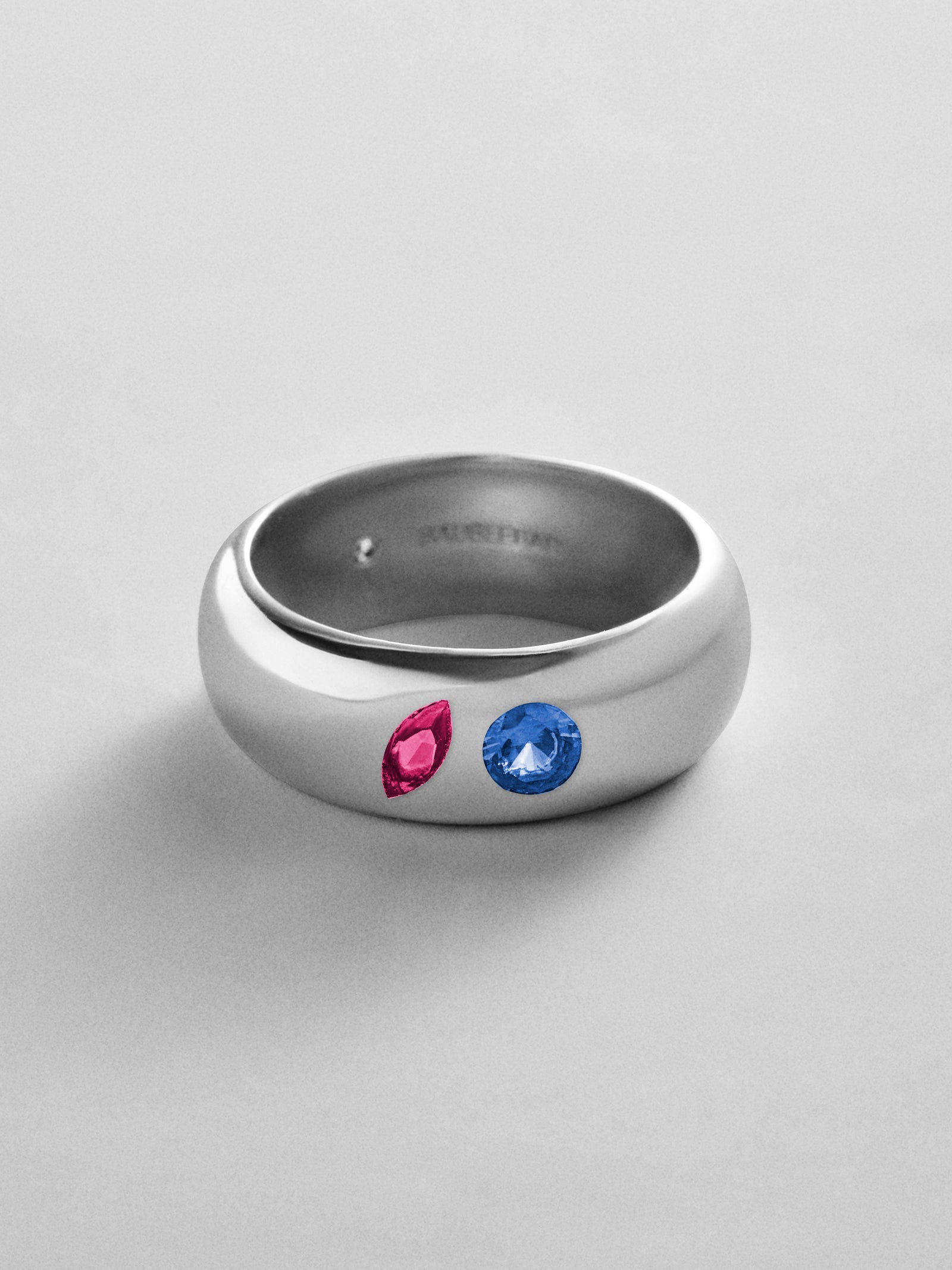Multi-Stone Puffy Custom Birthstone Ring - Silver