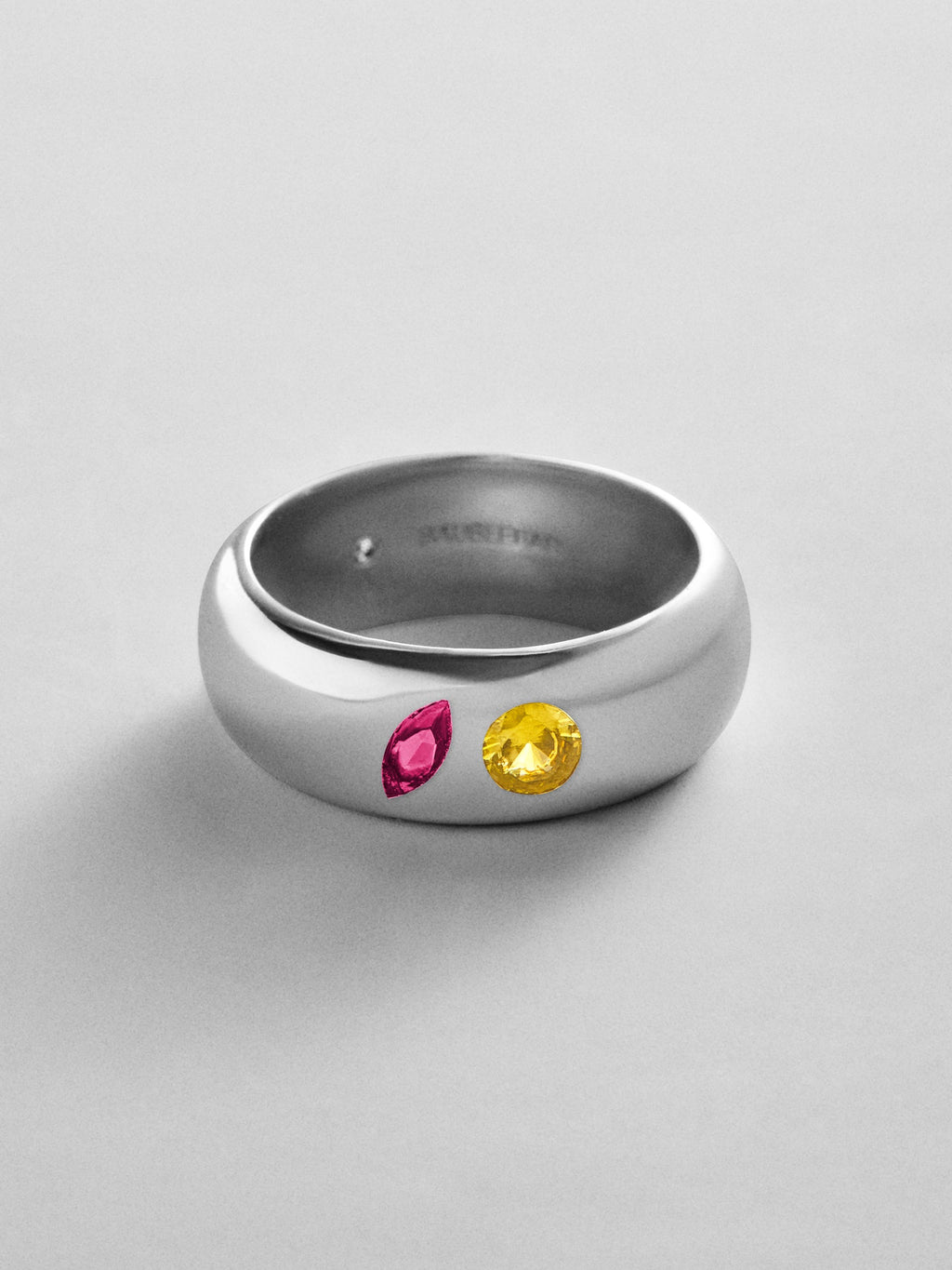 Multi-Stone Puffy Custom Birthstone Ring - Silver