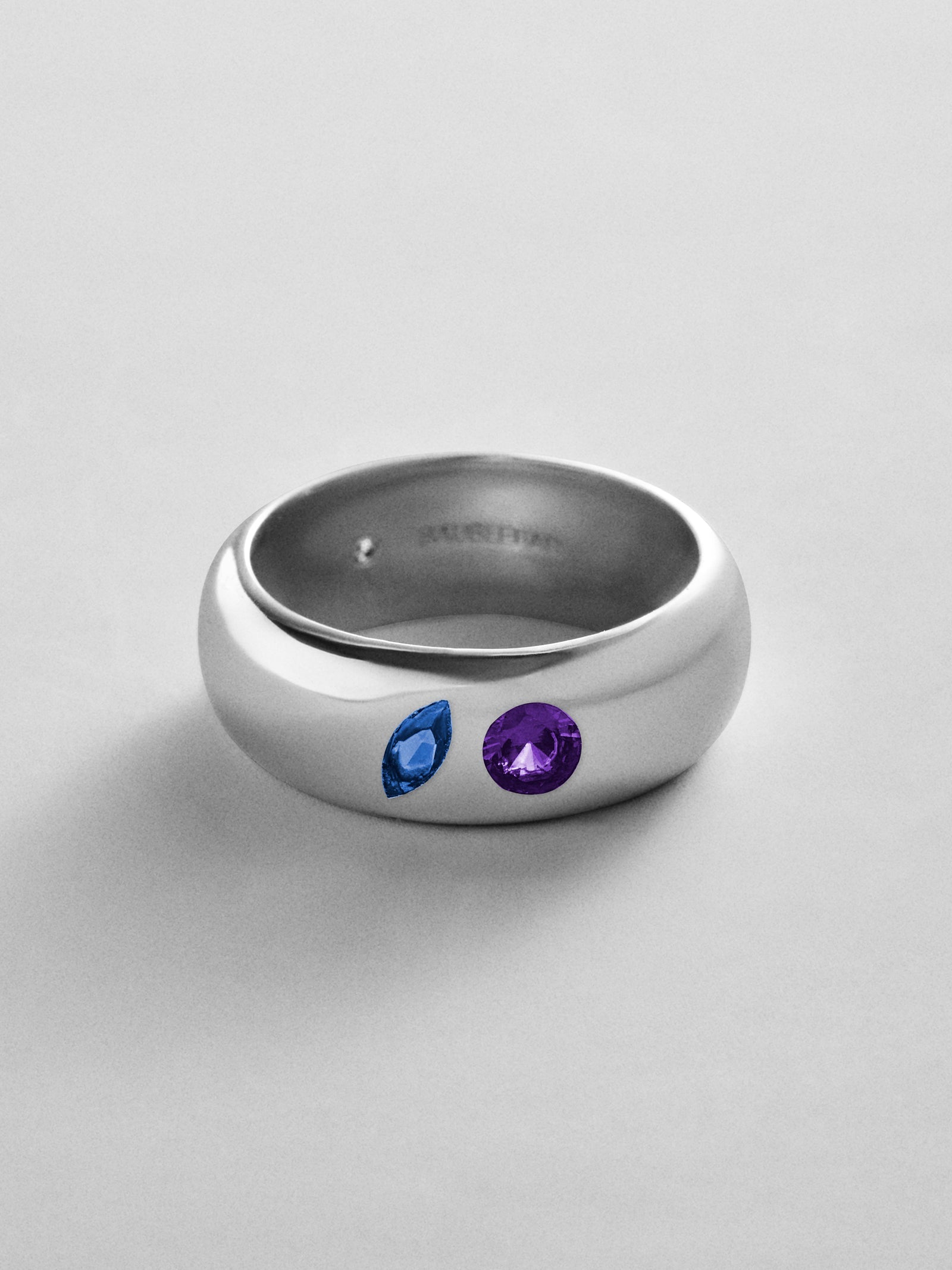 Multi-Stone Puffy Custom Birthstone Ring - Silver