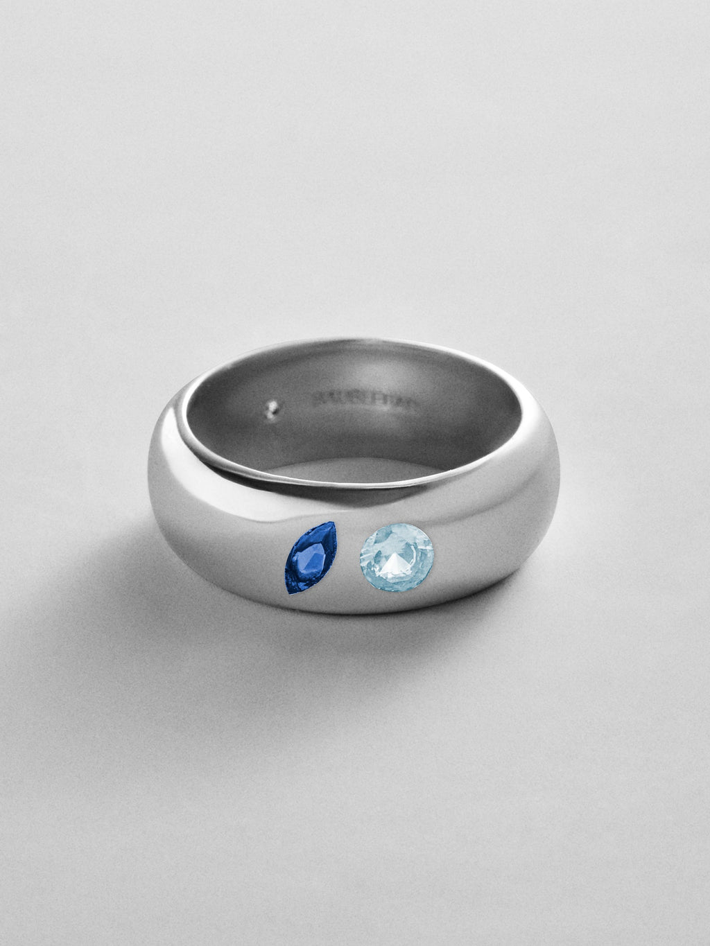 Multi-Stone Puffy Custom Birthstone Ring - Silver