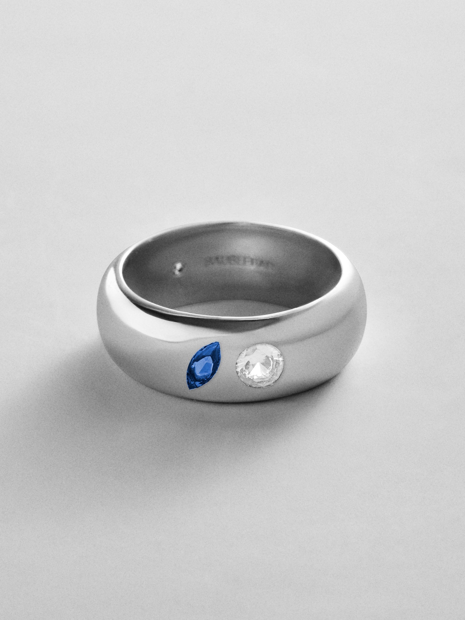 Multi-Stone Puffy Custom Birthstone Ring - Silver