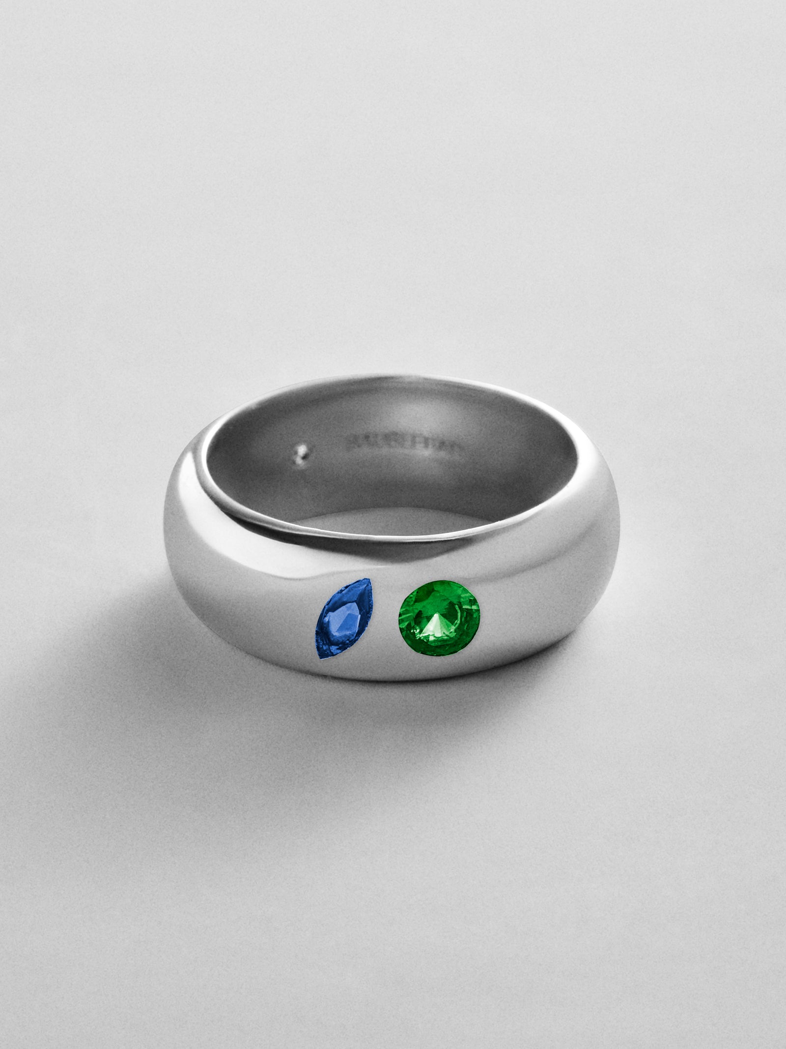 Multi-Stone Puffy Custom Birthstone Ring - Silver