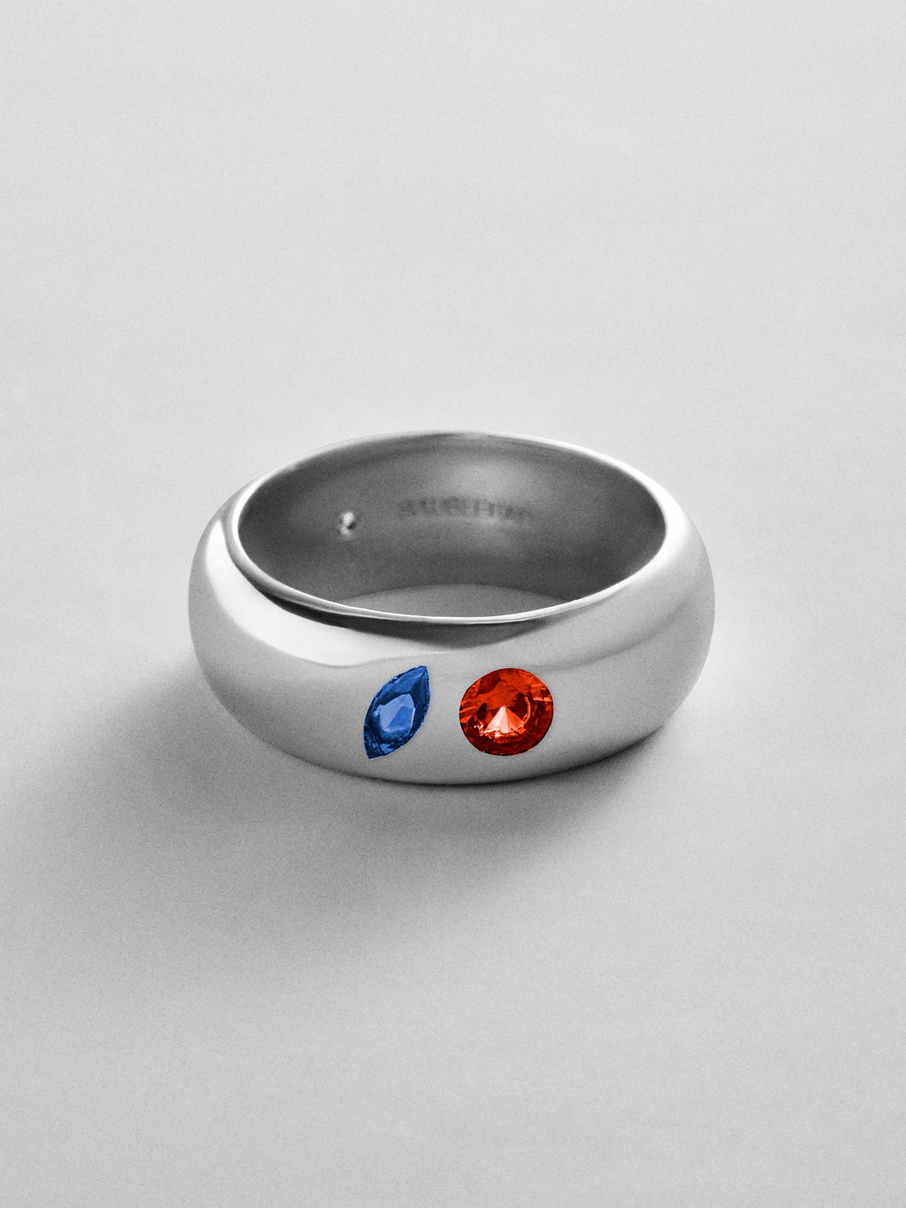 Multi-Stone Puffy Custom Birthstone Ring - Silver