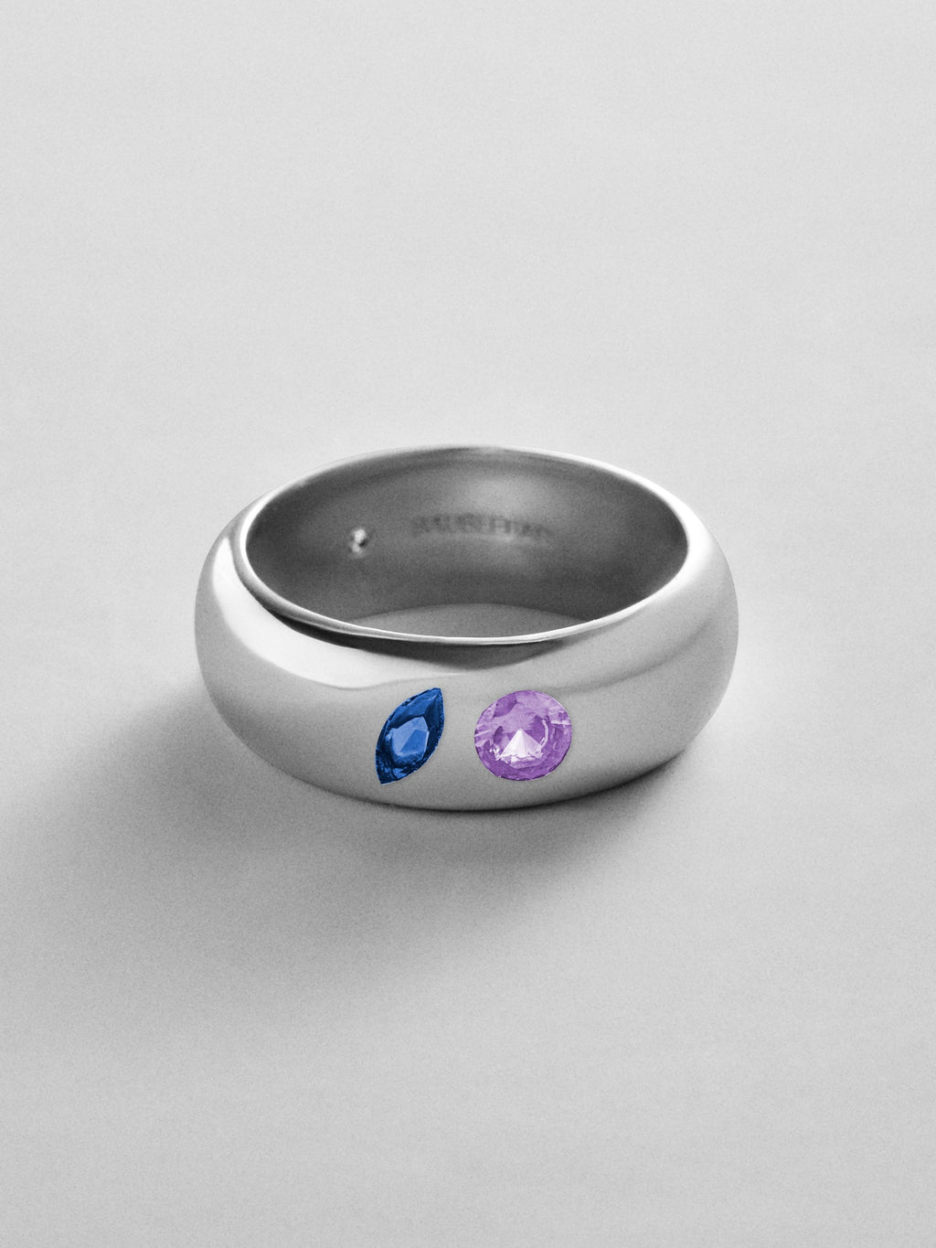 Multi-Stone Puffy Custom Birthstone Ring - Silver