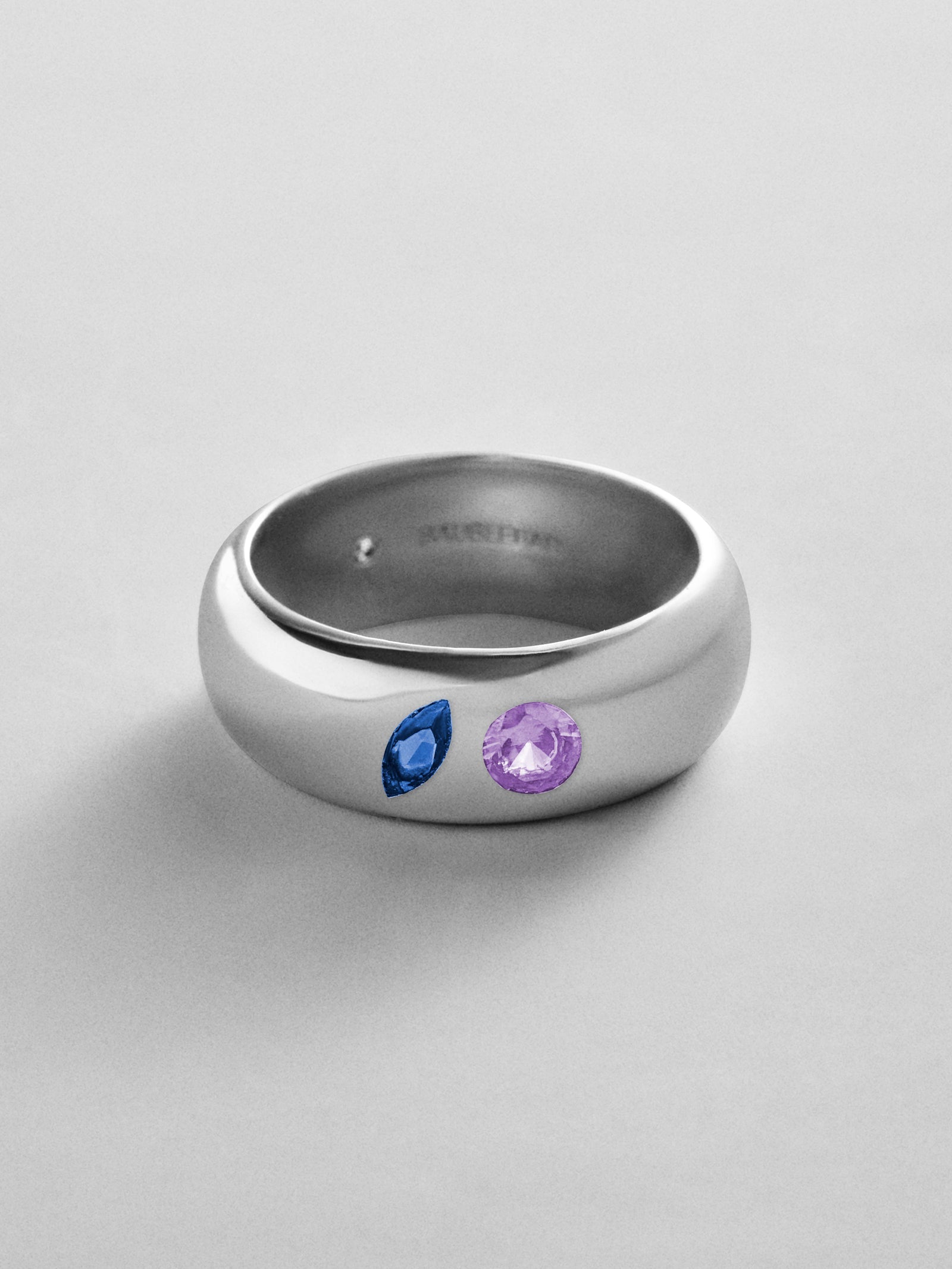 Multi-Stone Puffy Custom Birthstone Ring - Silver