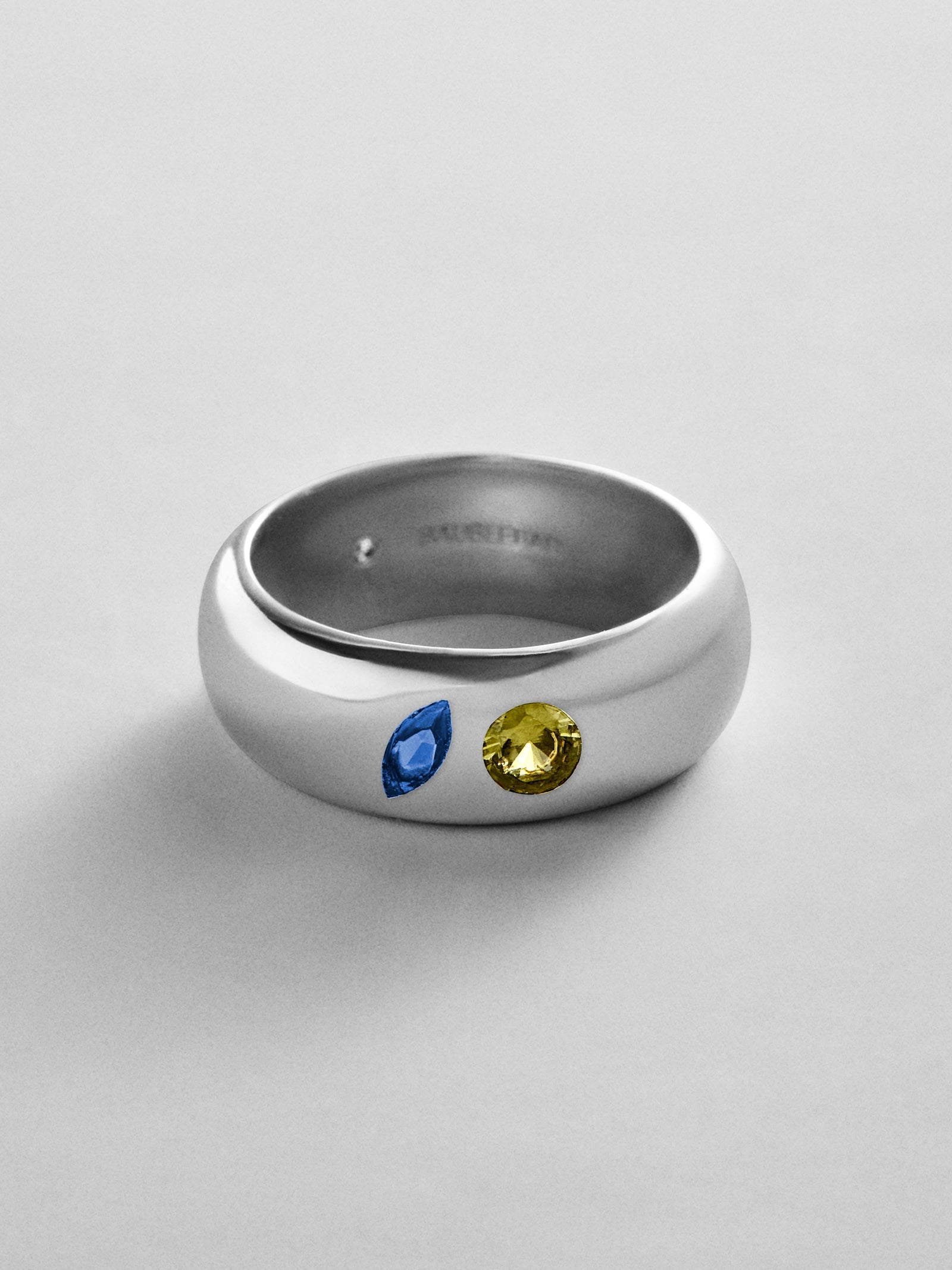 Multi-Stone Puffy Custom Birthstone Ring - Silver