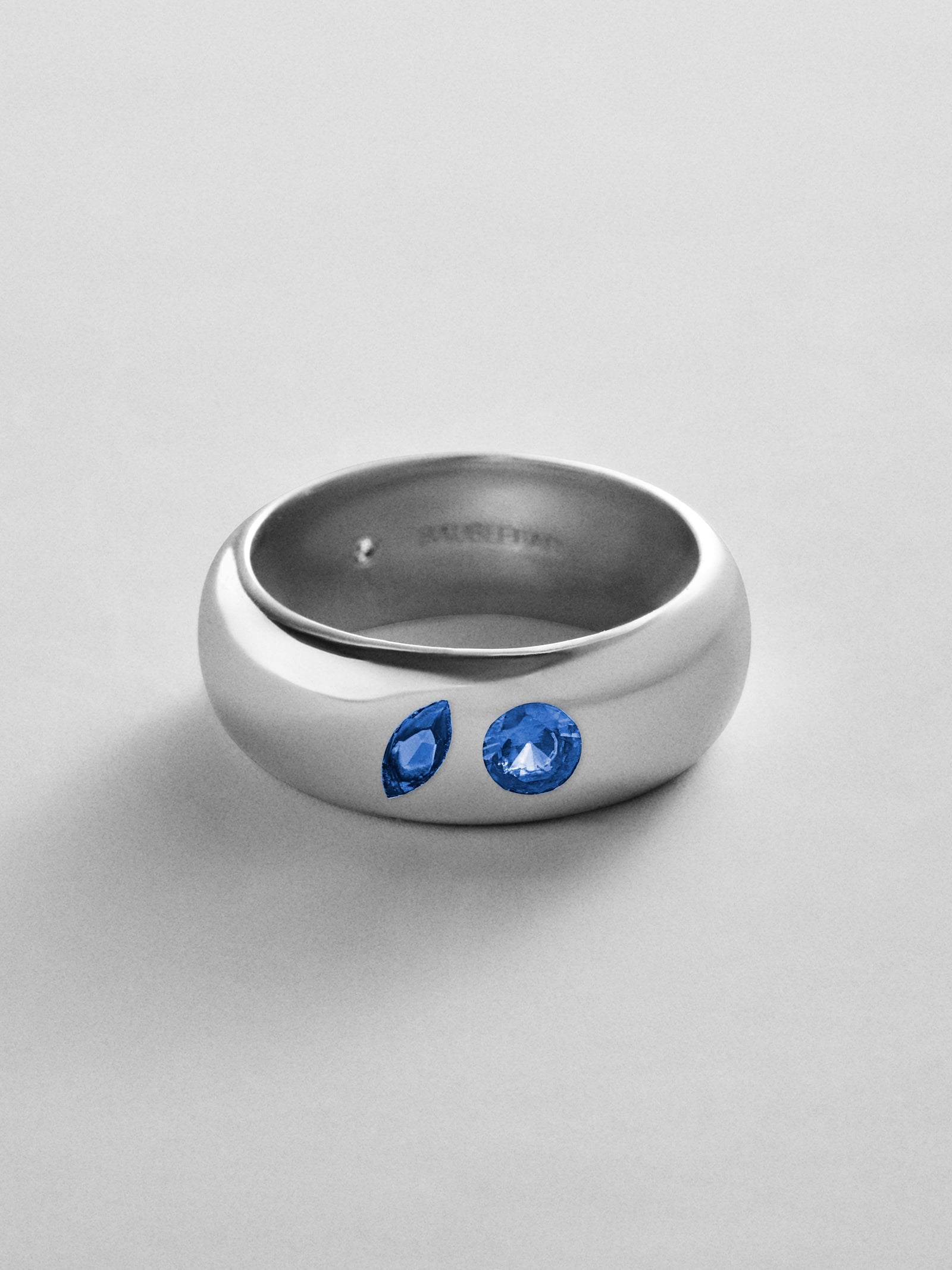 Multi-Stone Puffy Custom Birthstone Ring - Silver