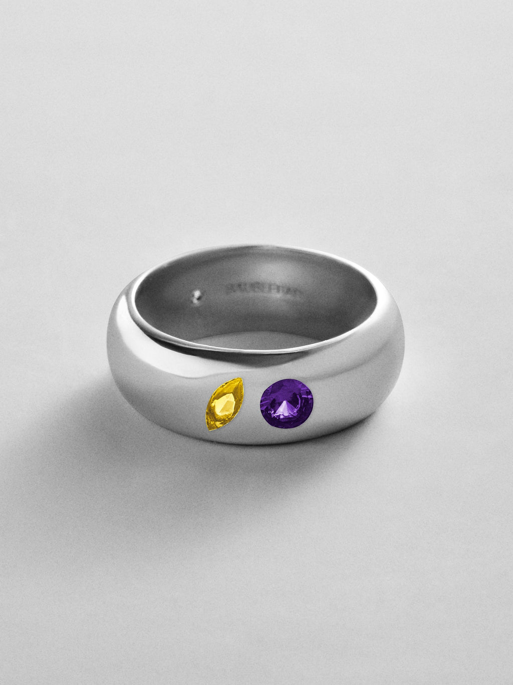 Multi-Stone Puffy Custom Birthstone Ring - Silver