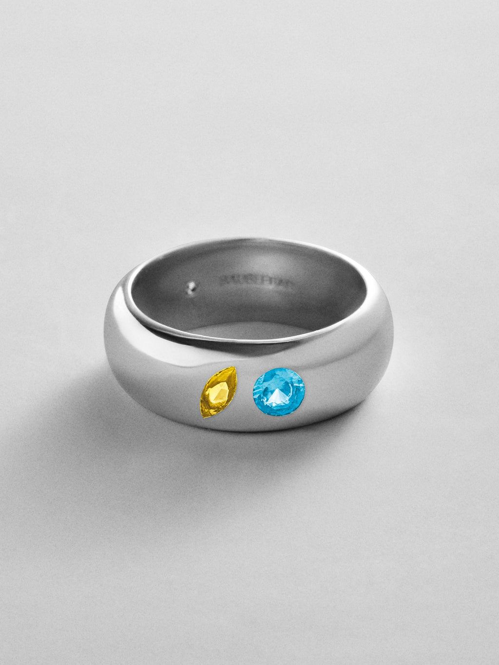 Multi-Stone Puffy Custom Birthstone Ring - Silver