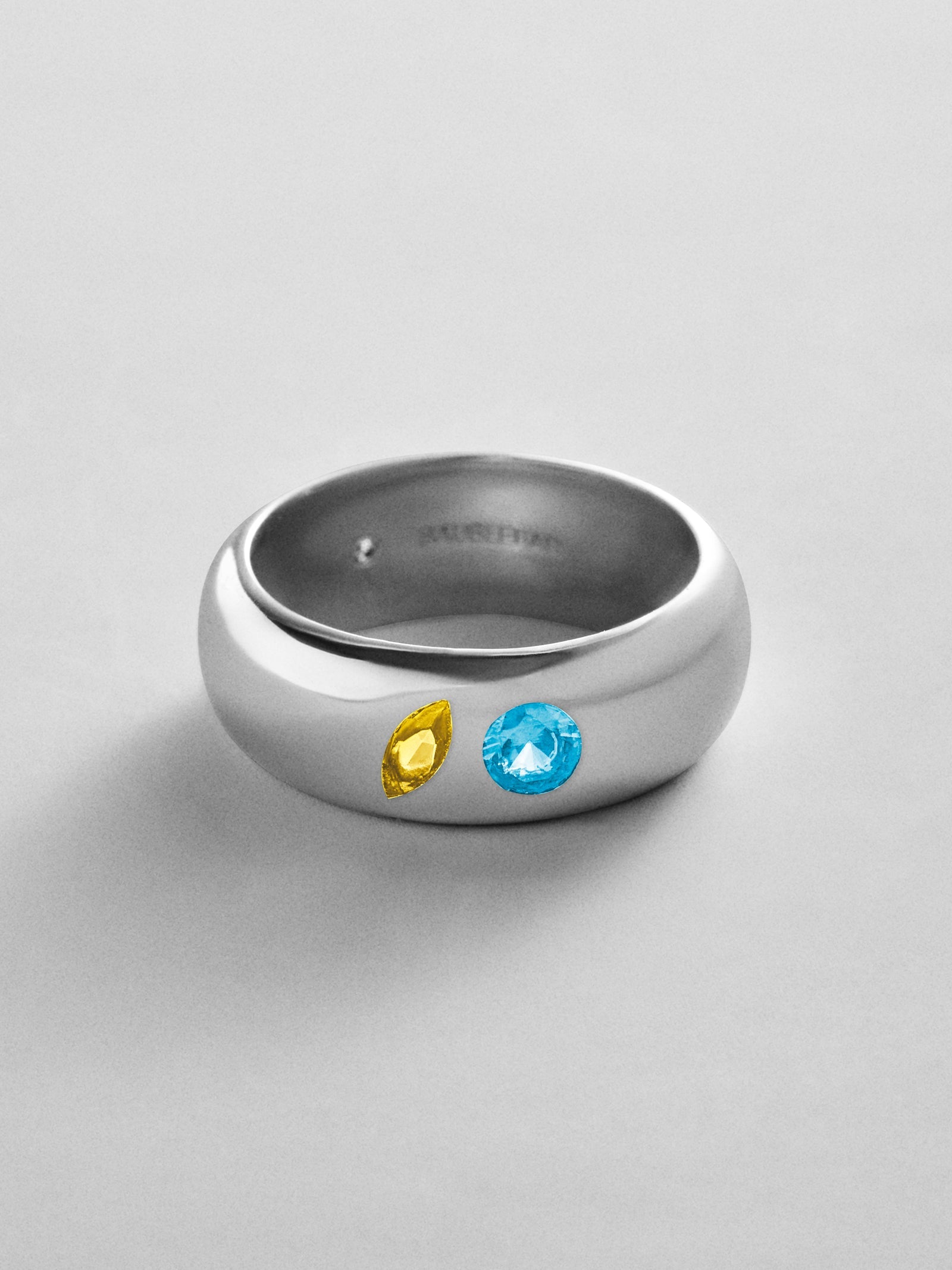 Multi-Stone Puffy Custom Birthstone Ring - Silver