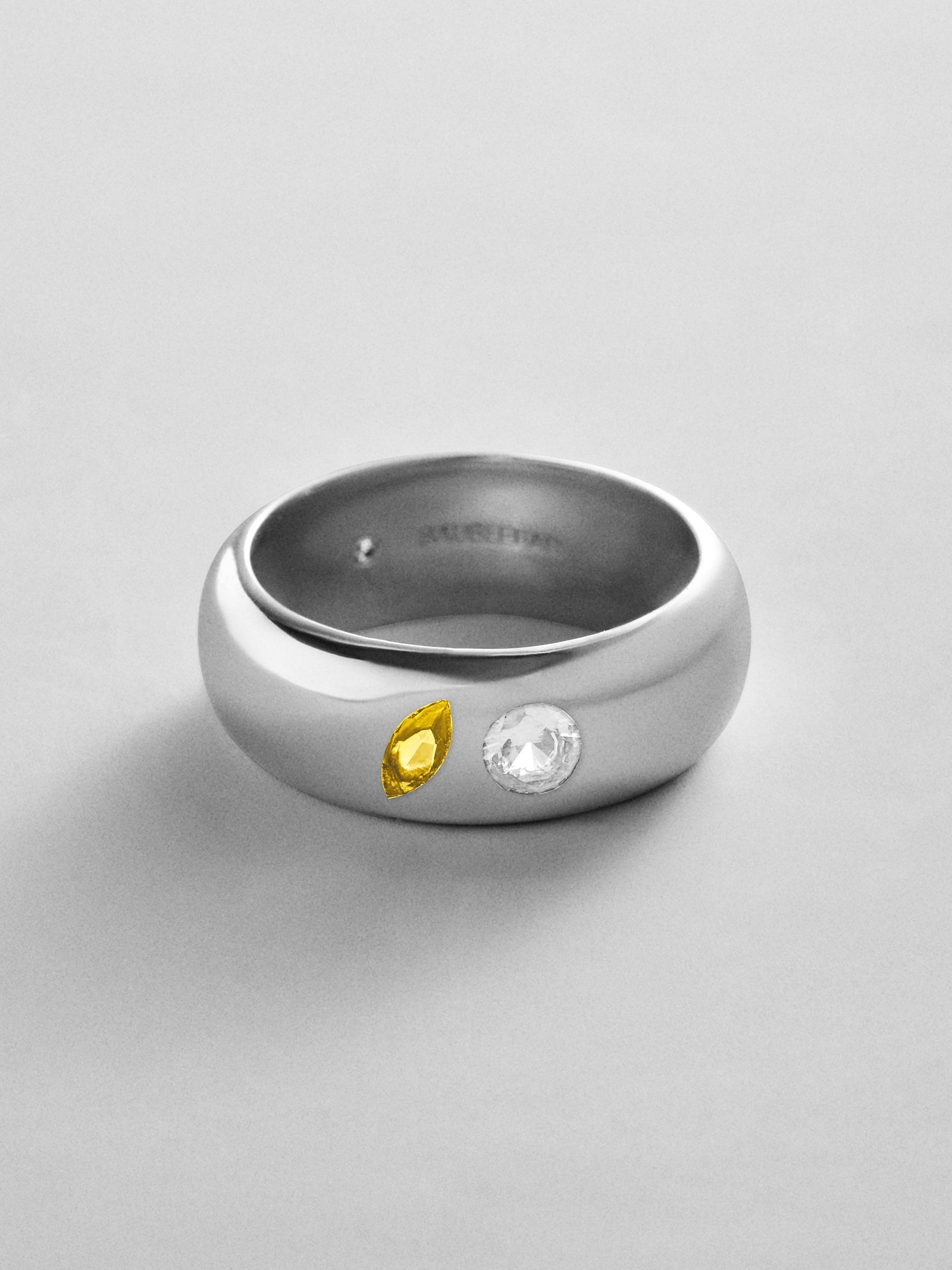 Multi-Stone Puffy Custom Birthstone Ring - Silver