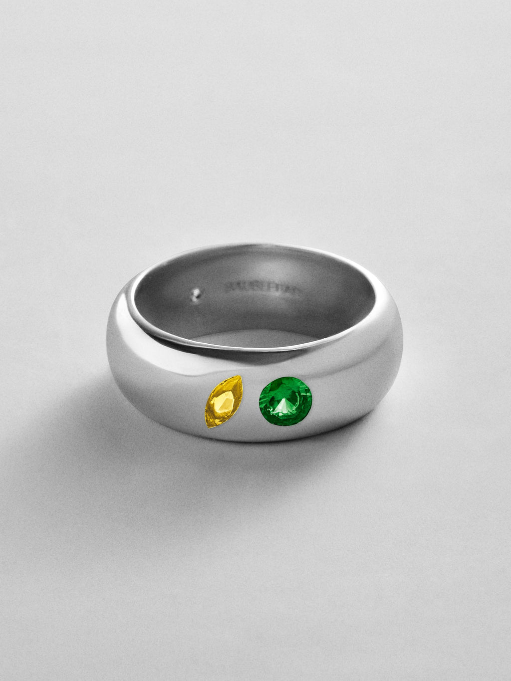 Multi-Stone Puffy Custom Birthstone Ring - Silver