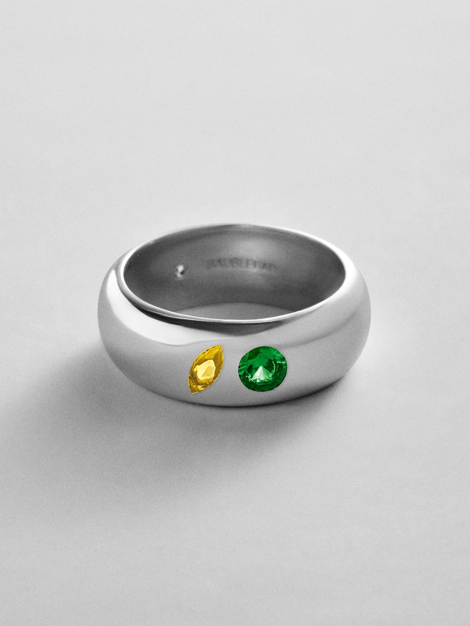 Multi-Stone Puffy Custom Birthstone Ring - Silver