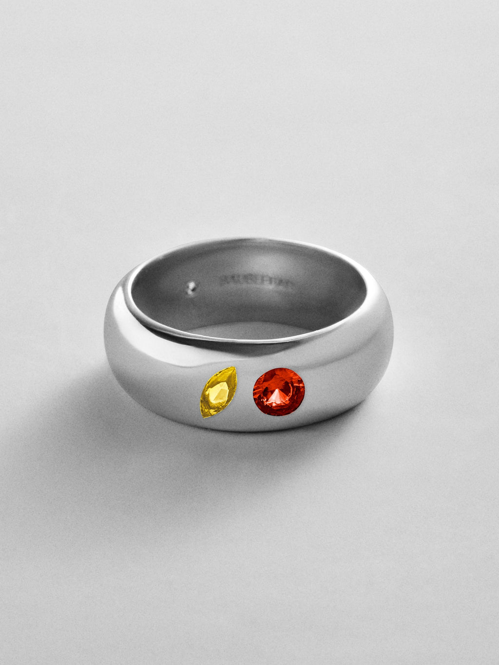 Multi-Stone Puffy Custom Birthstone Ring - Silver
