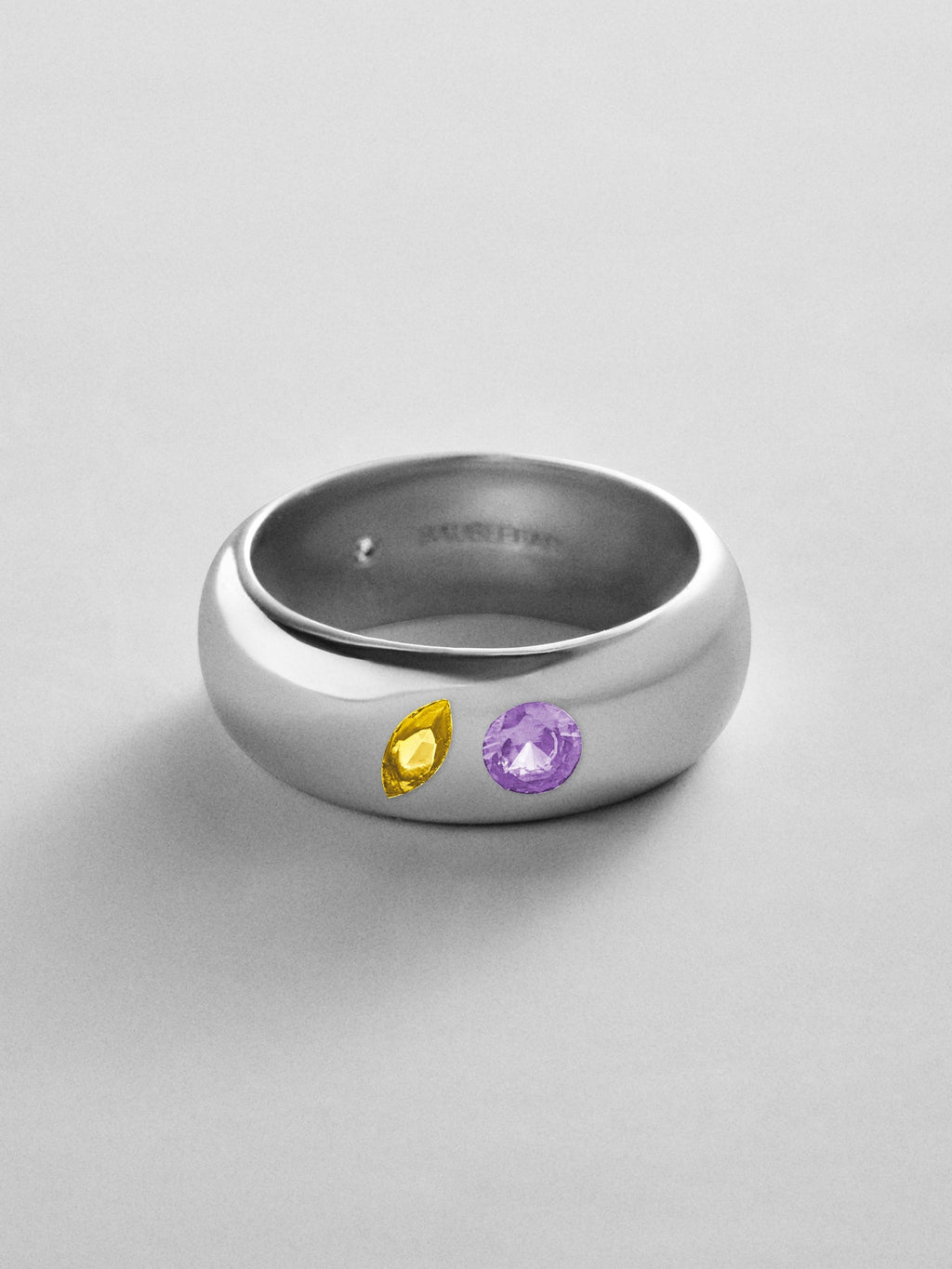 Multi-Stone Puffy Custom Birthstone Ring - Silver