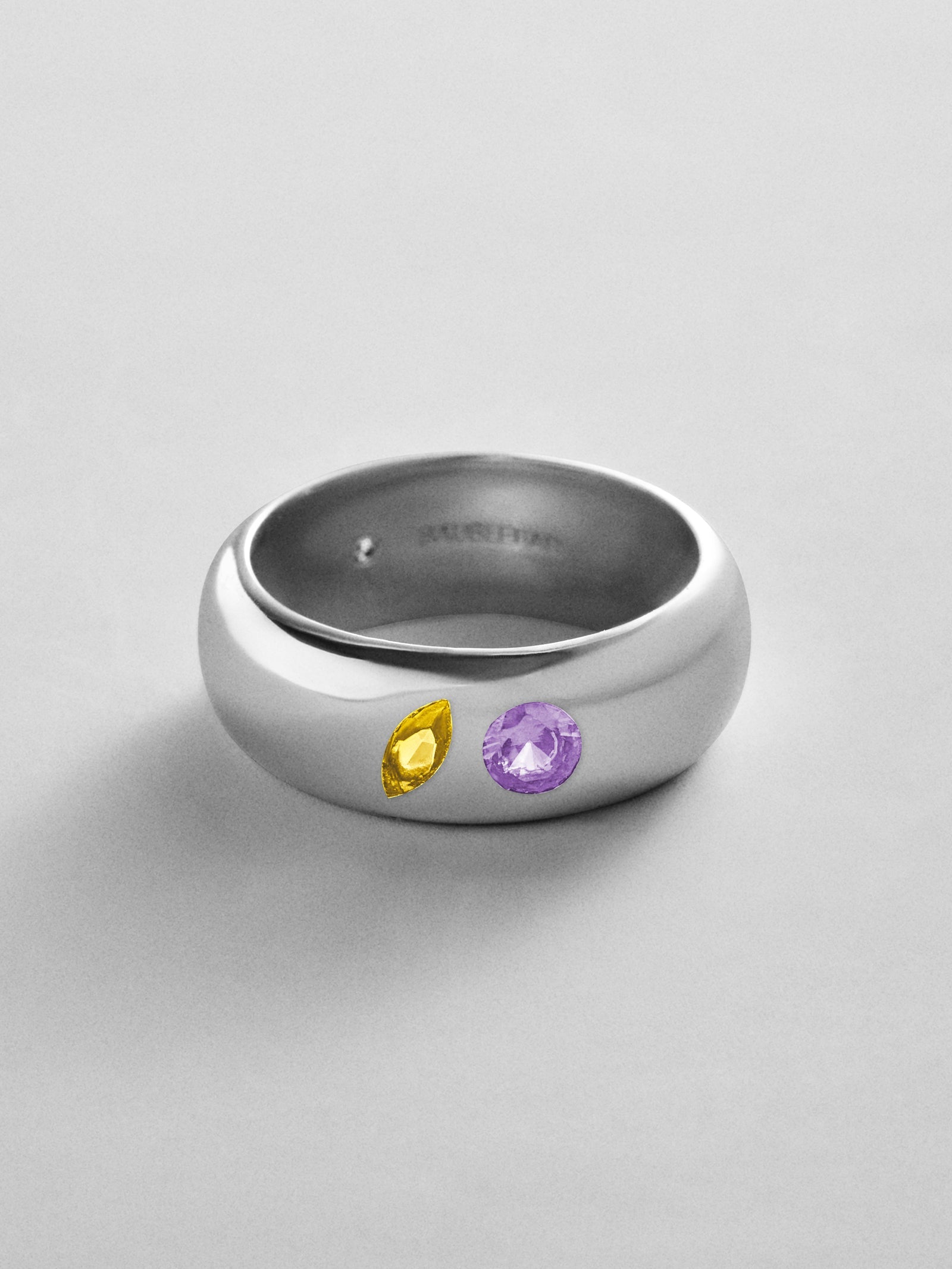 Multi-Stone Puffy Custom Birthstone Ring - Silver