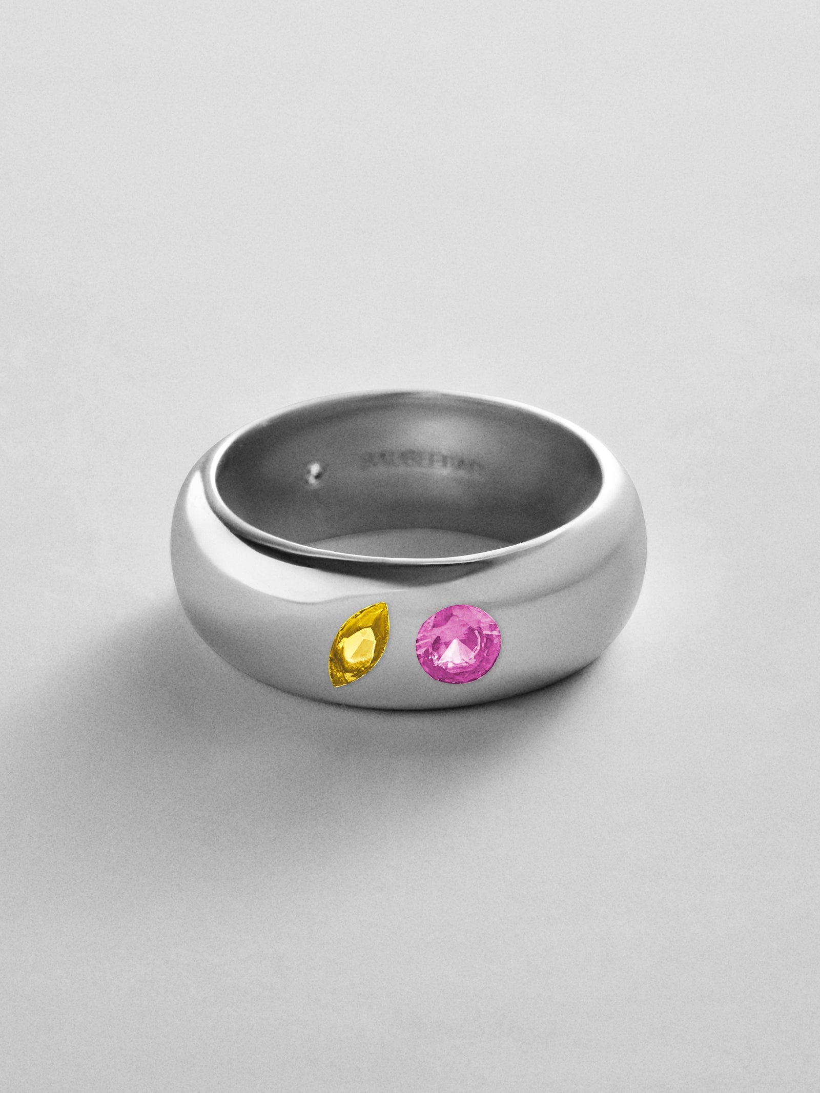 Multi-Stone Puffy Custom Birthstone Ring - Silver