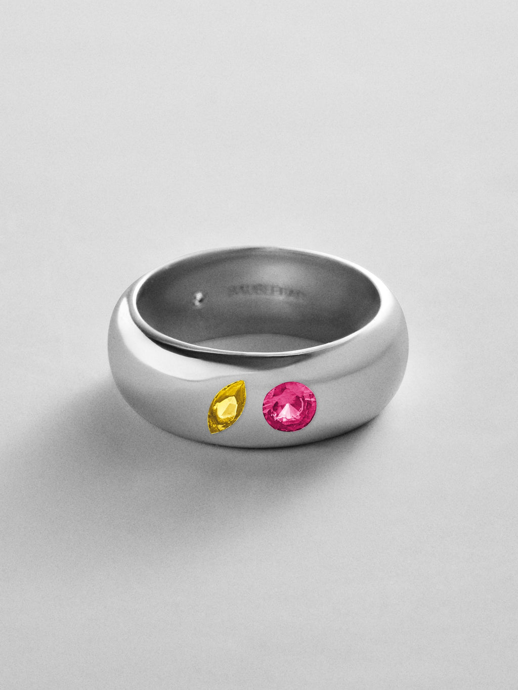Multi-Stone Puffy Custom Birthstone Ring - Silver