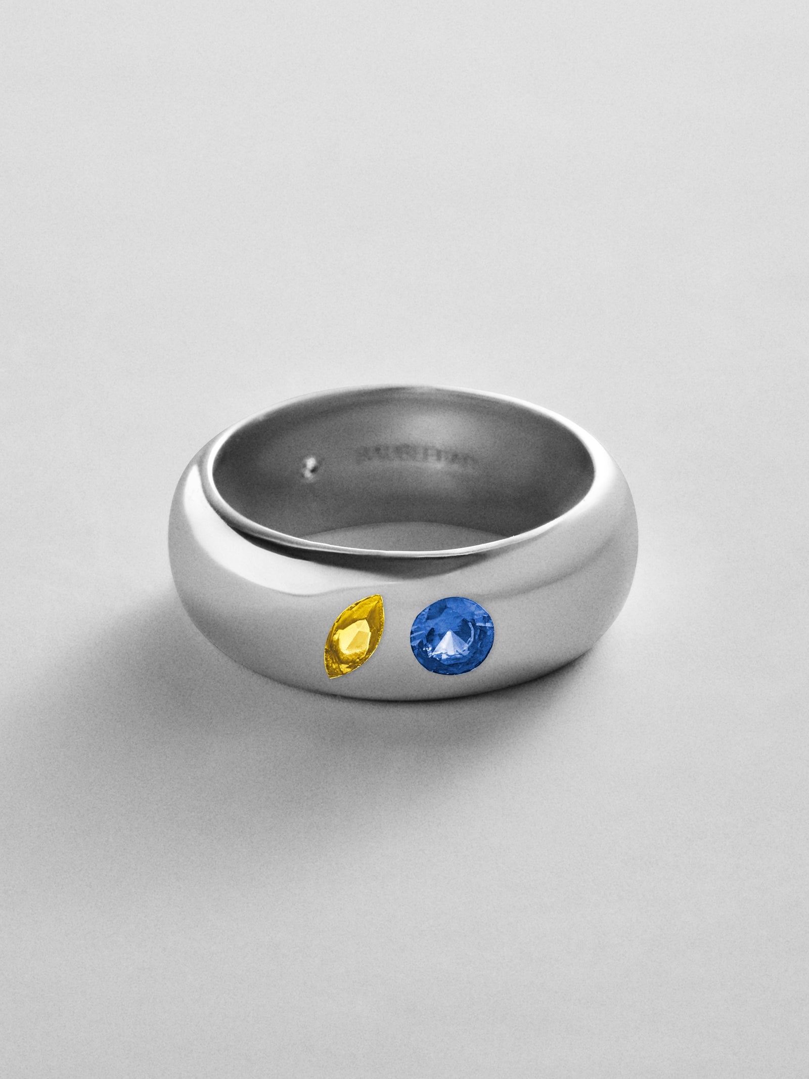 Multi-Stone Puffy Custom Birthstone Ring - Silver