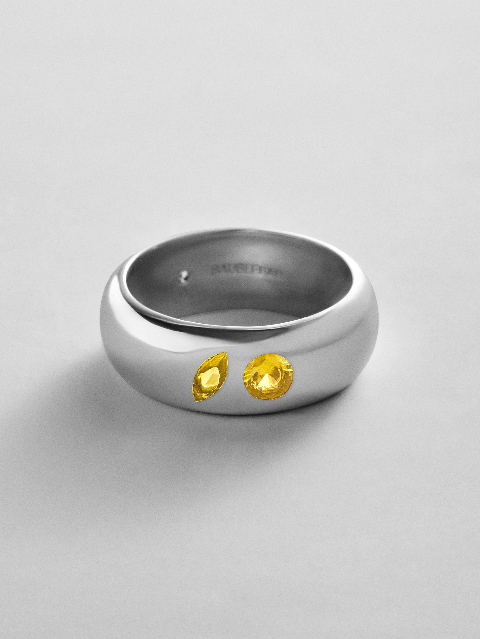 Multi-Stone Puffy Custom Birthstone Ring - Silver